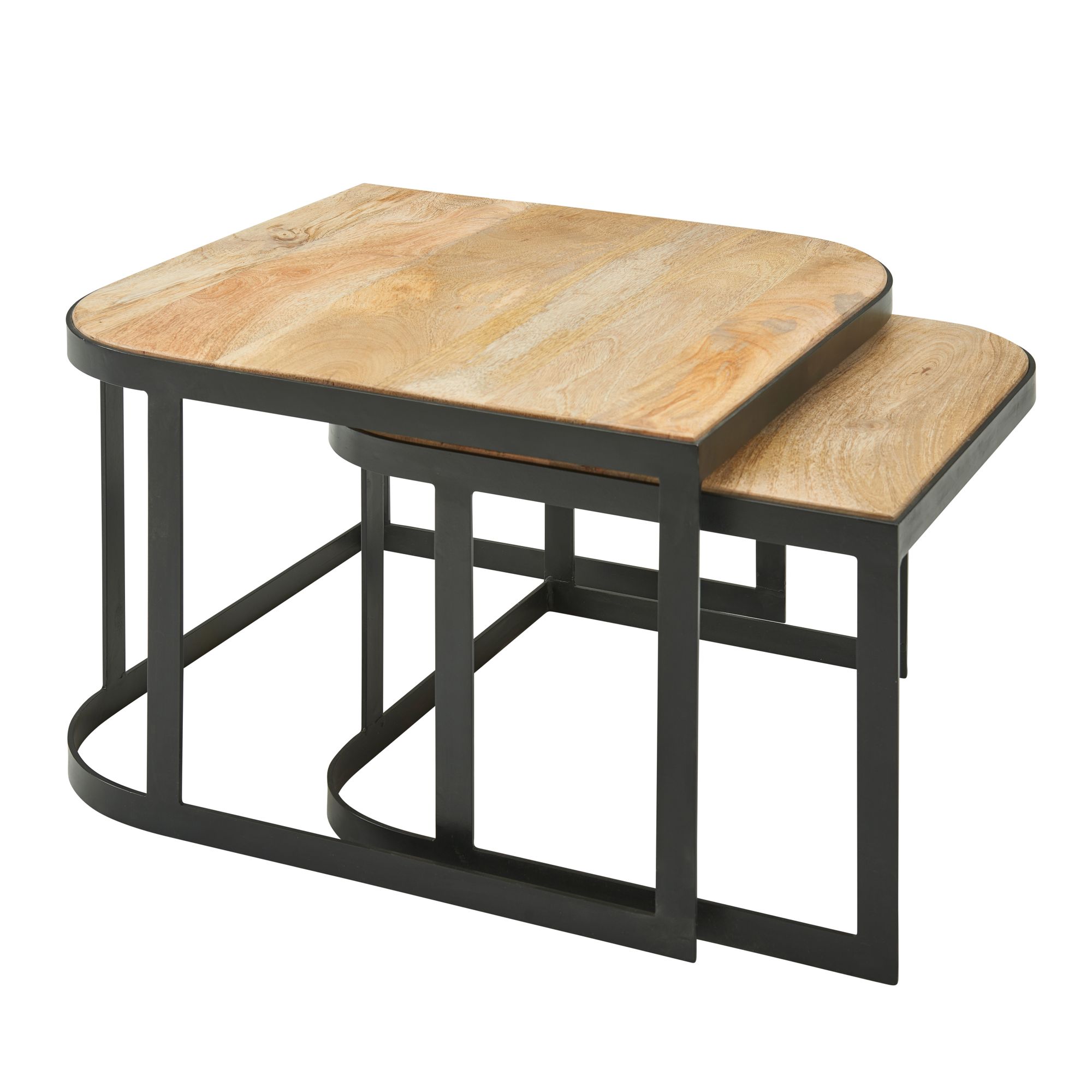 Conjunto de mesa de centro residente mesa de sala de estar de madeira maciça 2 peças mesa de conjunto castanho claro