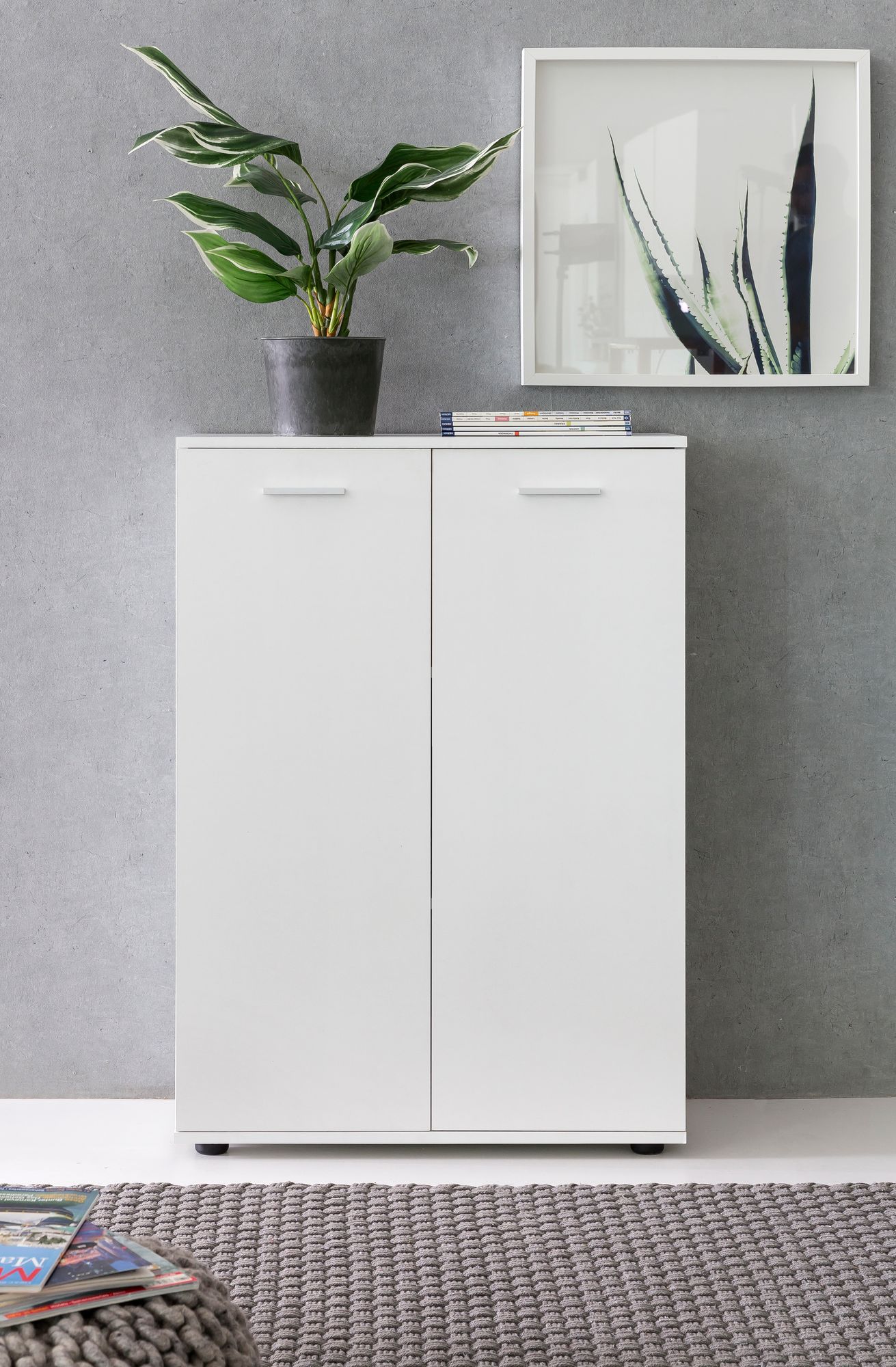 Wohnling cômoda aparador madeira branco fosco armário de corredor com portas modernas