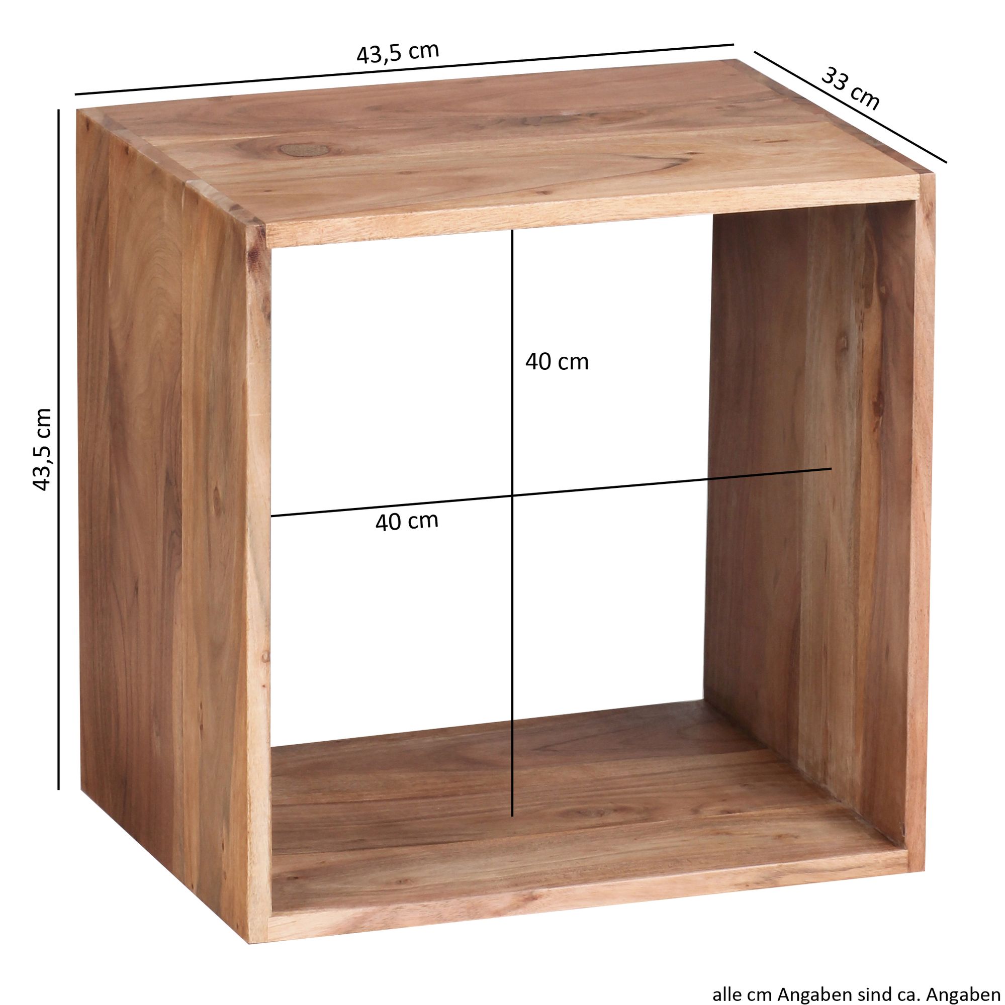 Prateleira em cubo de acácia de madeira maciça wohnling 435x435 mesa lateral mesa de centro mumbai