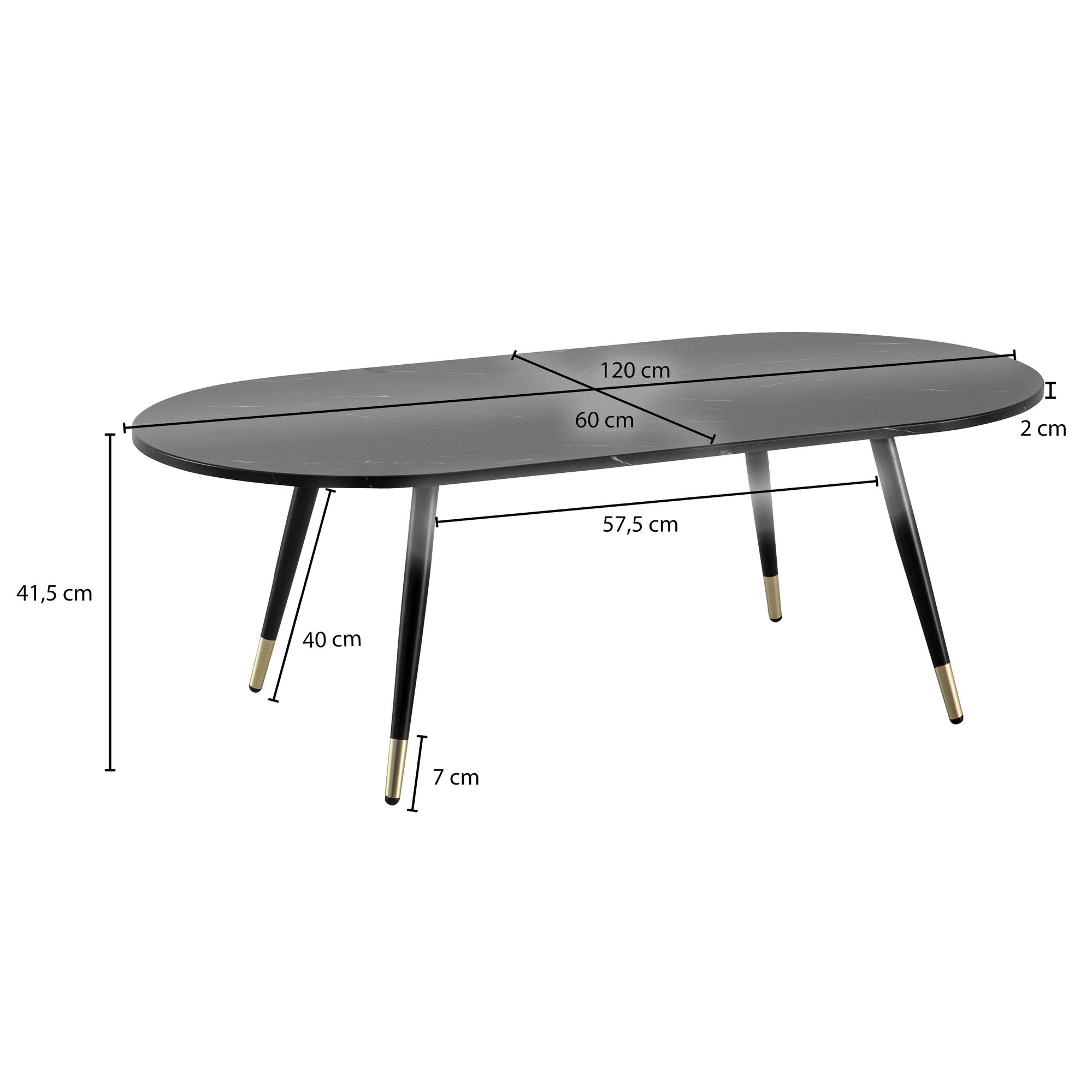 Mesa de centro wohnling mármore preto 120 cm mesa de sala de estar sofá