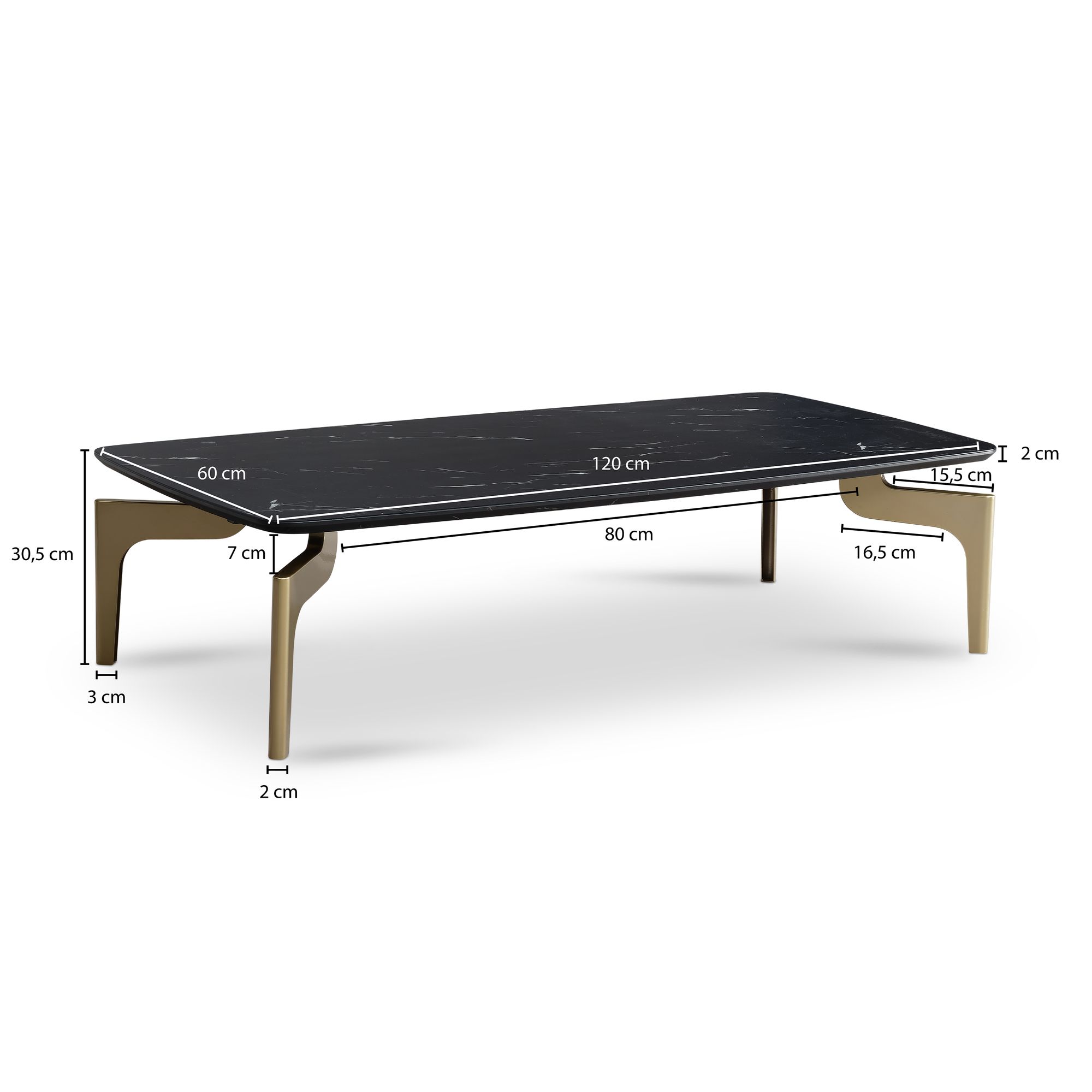 Mesa de centro wohnling com aparência de mármore, sofá preto, mesa de sala de estar de 120 cm