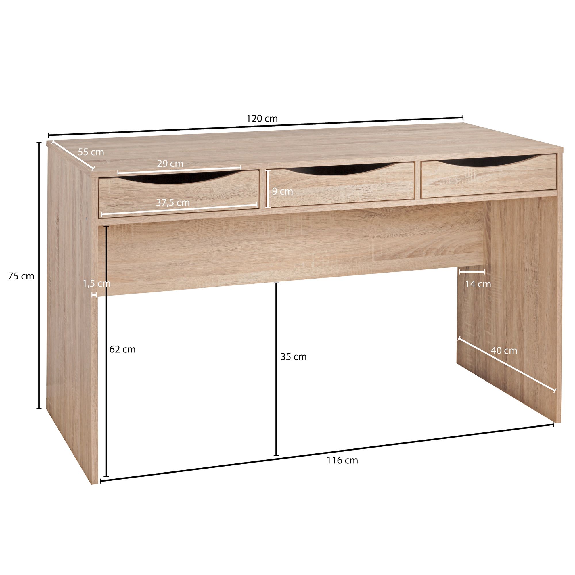 Mesa wohnling massa mesa de escritório design 120 cm mesa juvenil sonoma