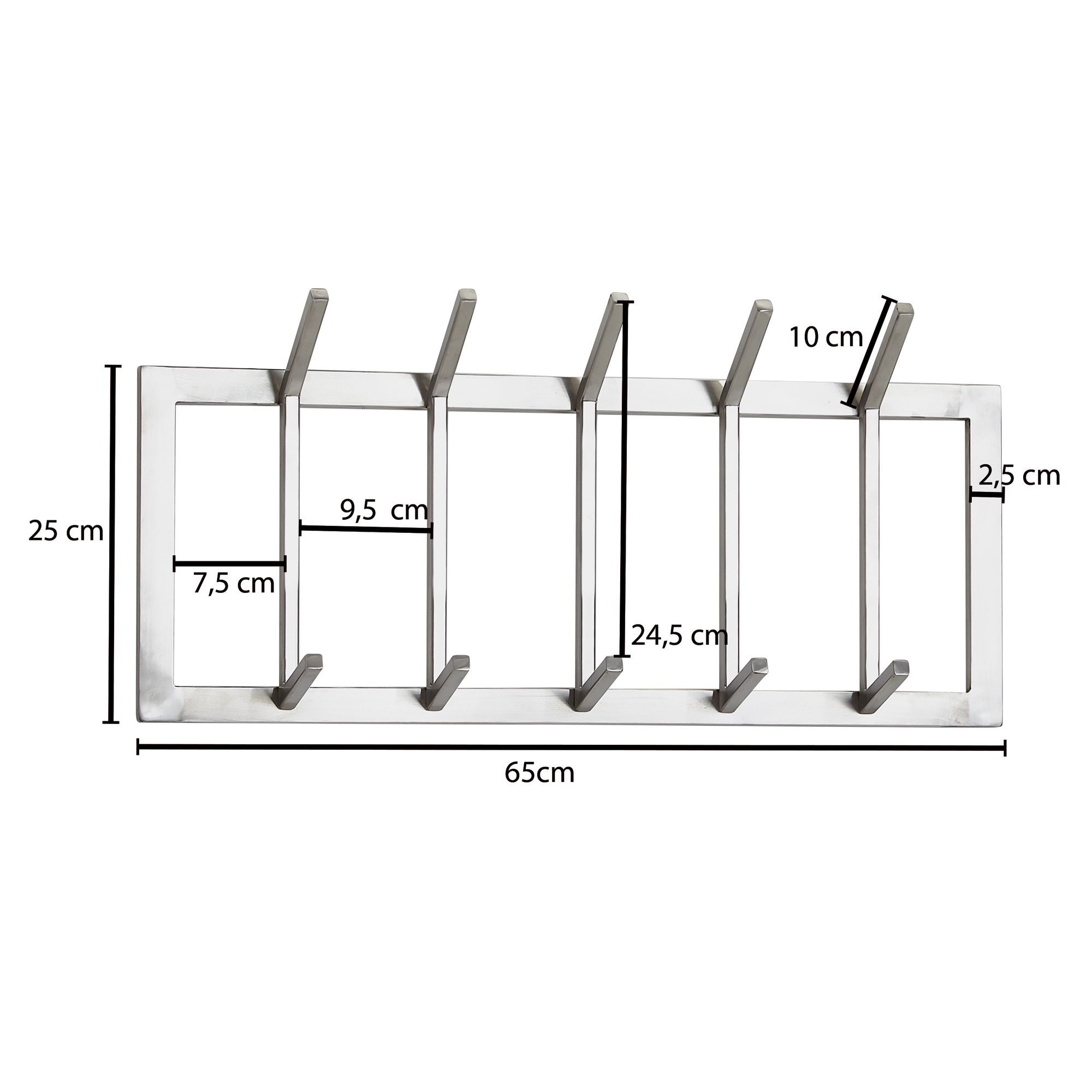 Wohnling cabide de parede metal 65 cm cabide prata corredor gancho barra painel