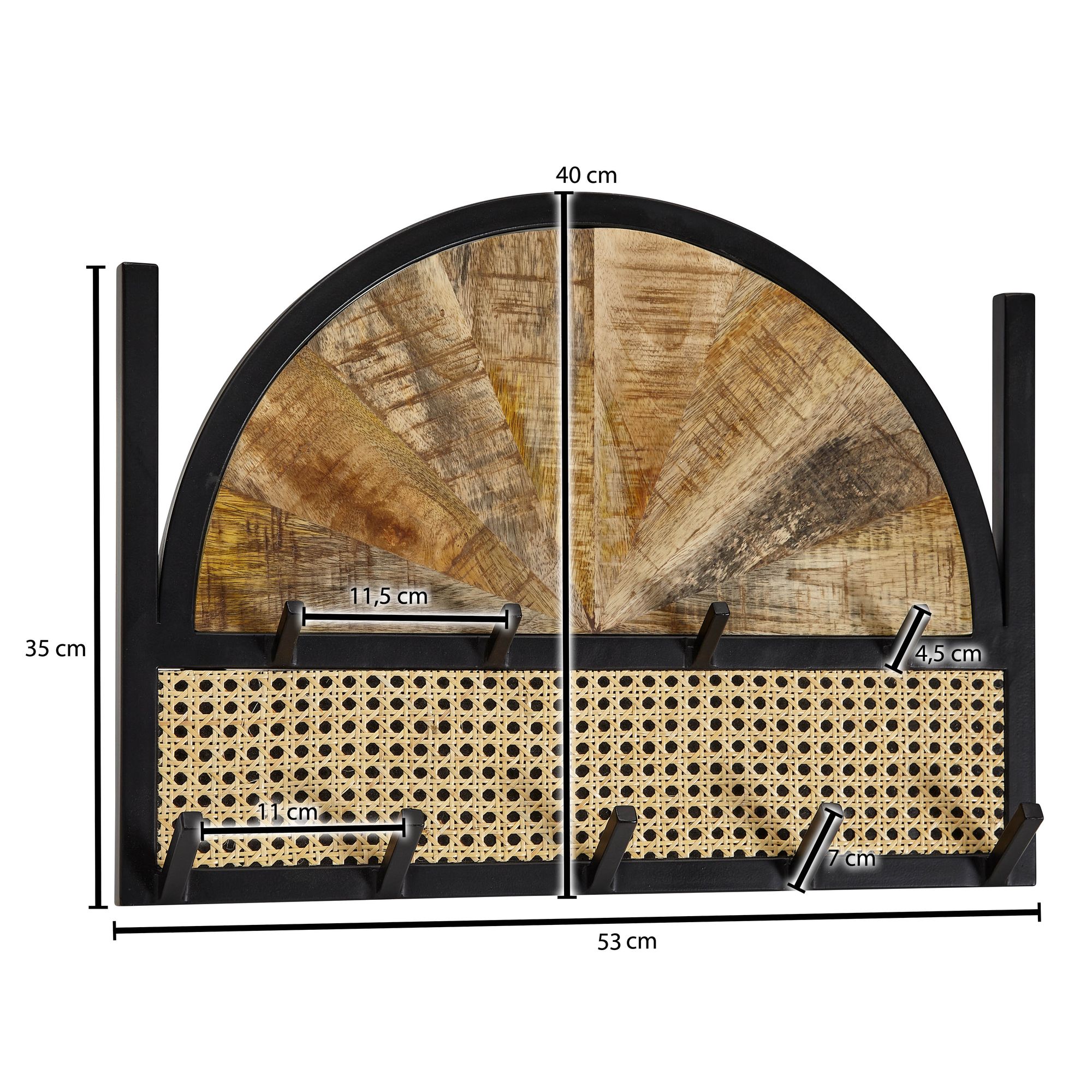 Cabide de parede wohnling madeira maciça 53 cm cabide corredor painel de trança vienense