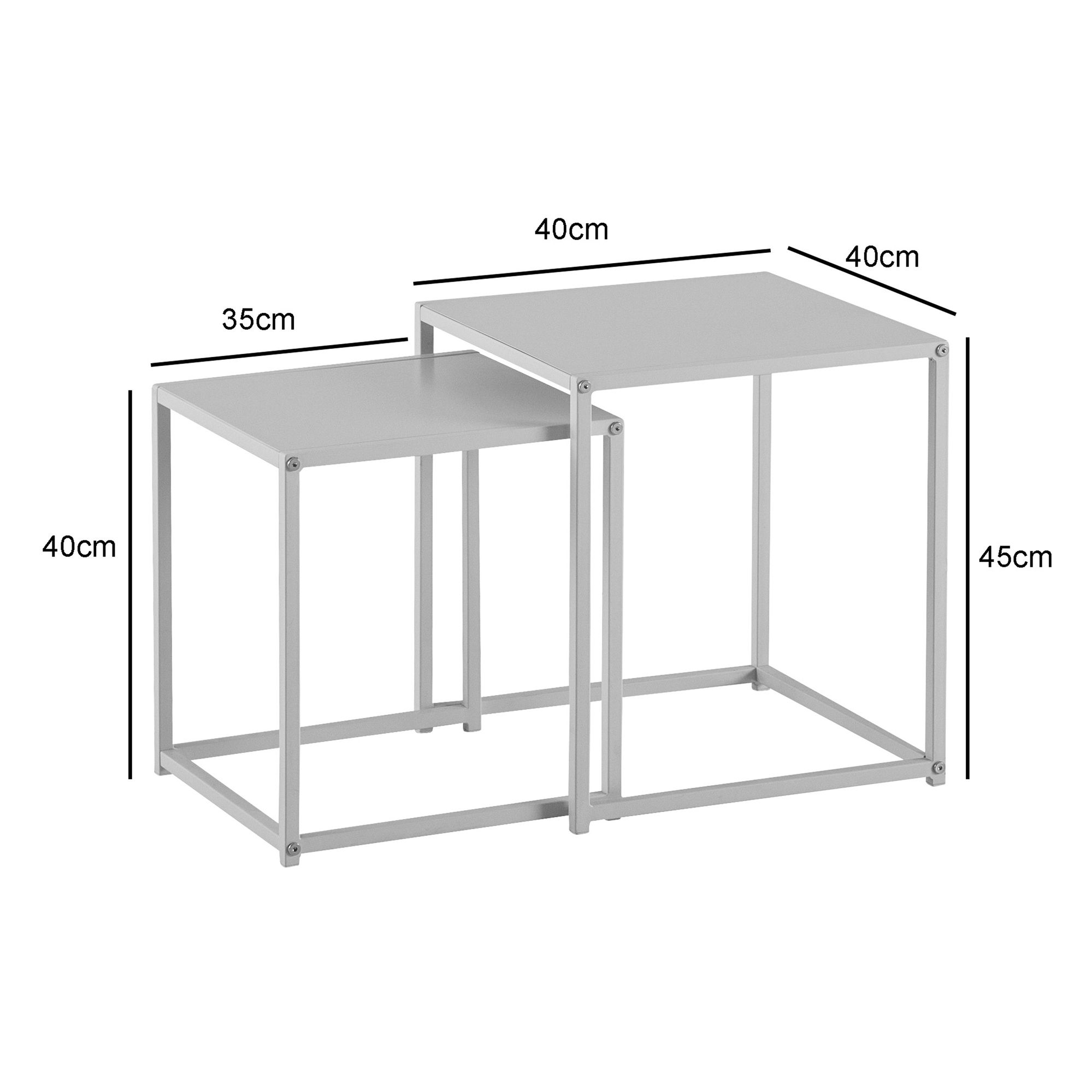 Mesa lateral wohnling mesa lateral de metal conjunto de mesa de centro de 2 peças branco