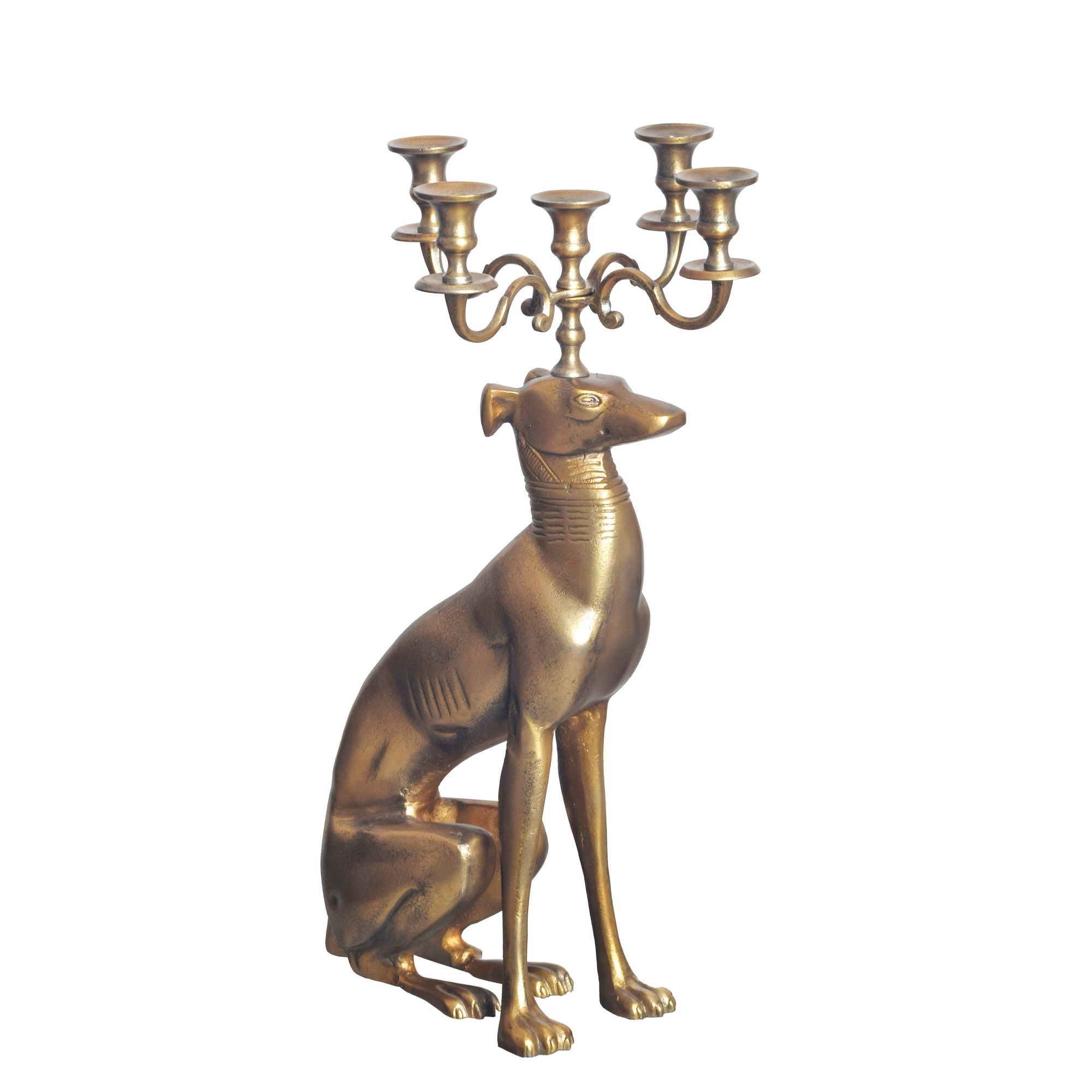 Castiçal vela WOHNLING galgo alumínio 69 cm ouro