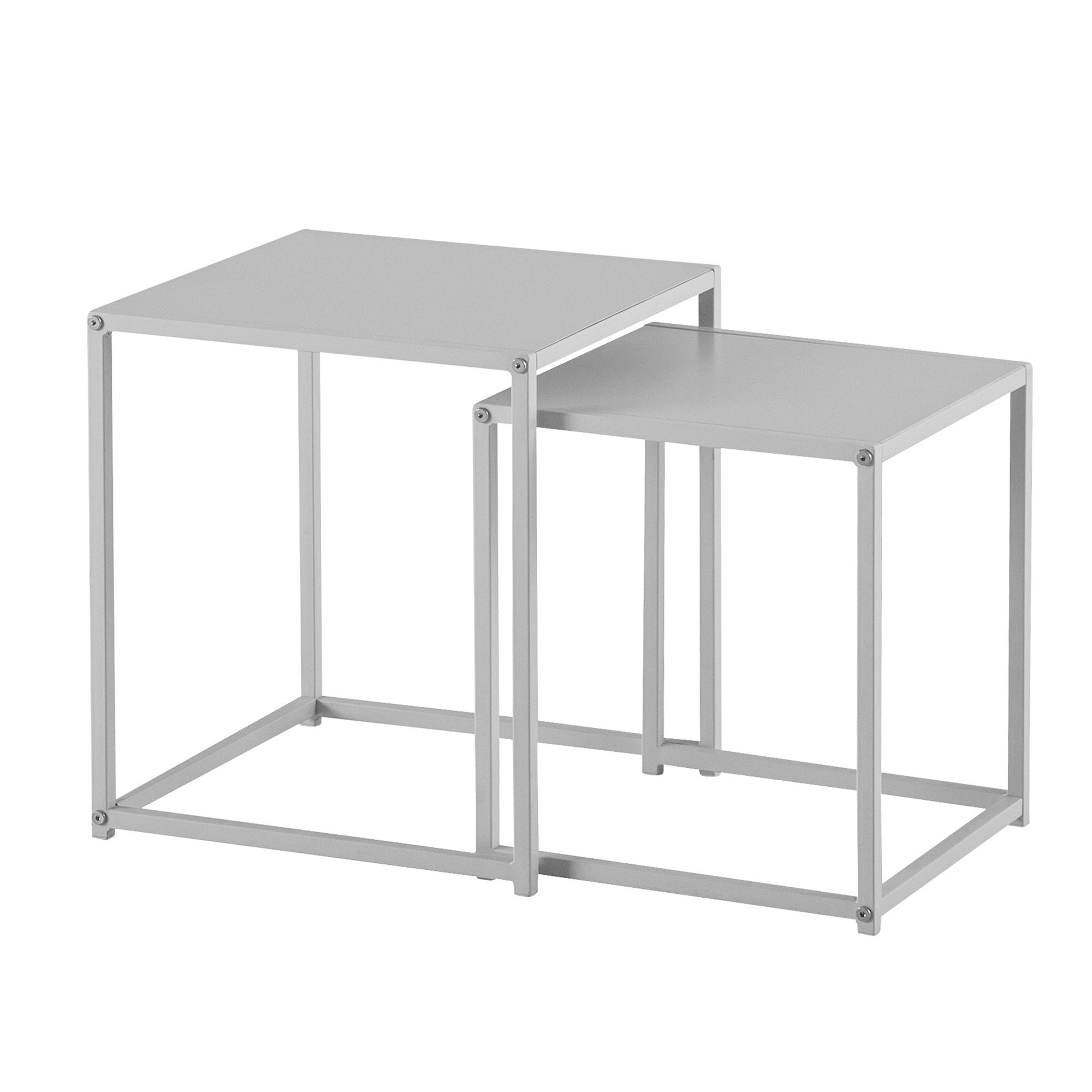 Mesa lateral wohnling mesa lateral de metal conjunto de mesa de centro de 2 peças branco