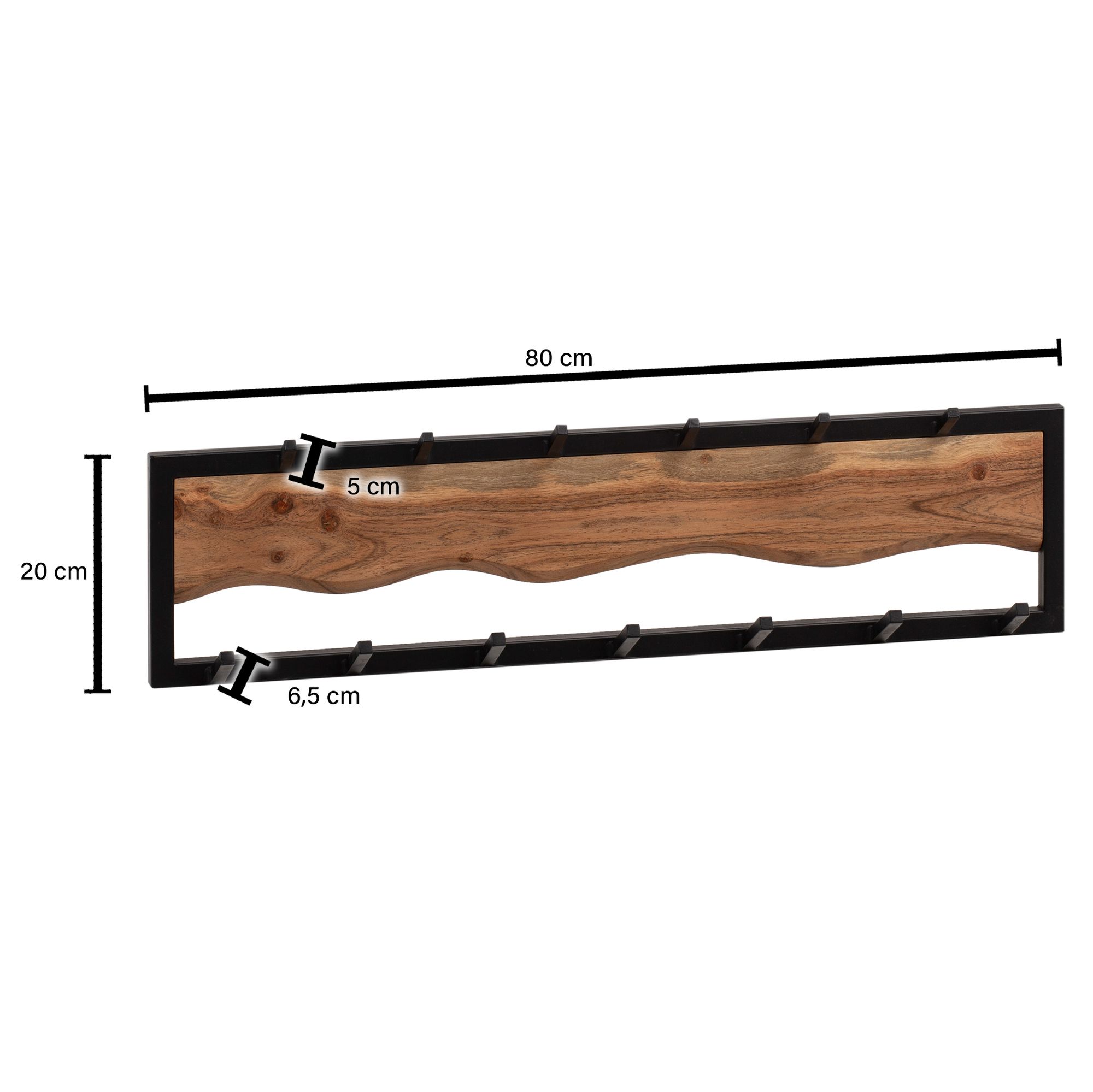 Wohnling cabide de parede rack gancho madeira maciça 80 cm cabide corredor metal moderno