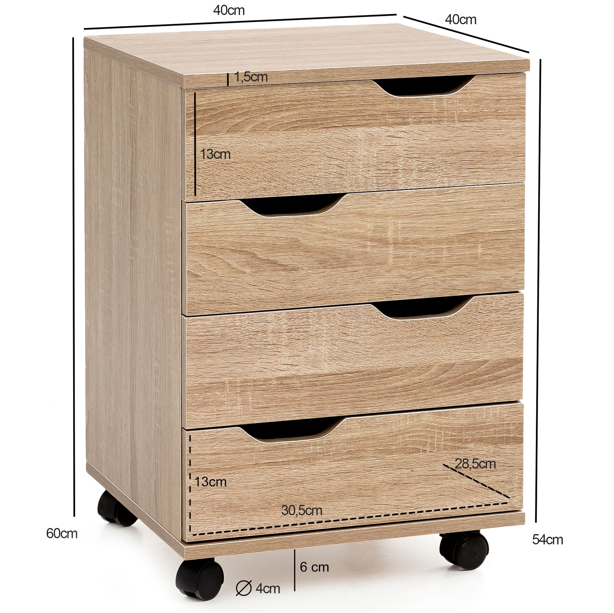 Wohnling roll container wl5.931 40x60x40 recipiente de mesa recipiente de escritório de madeira