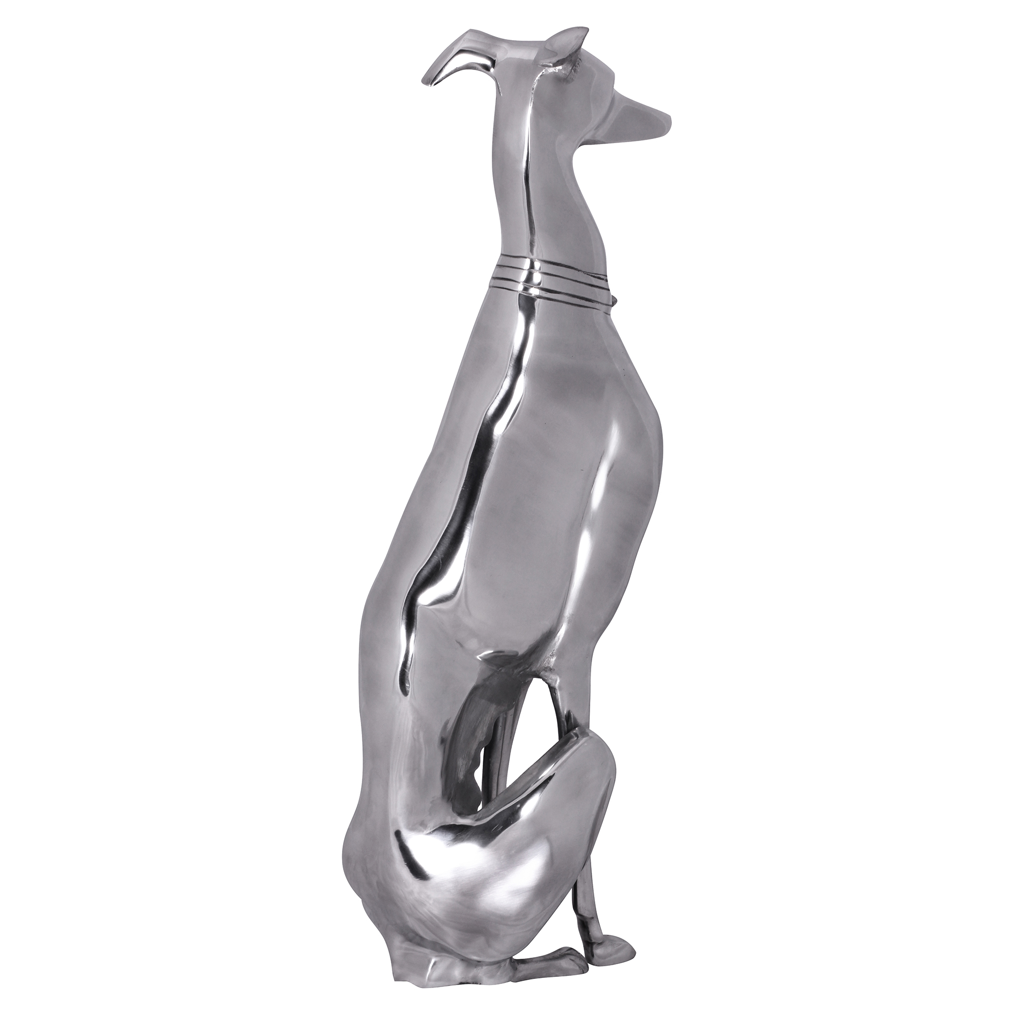 Wohnling design decorativo cão feito de alumínio prata galgo escultura estátua de cachorro