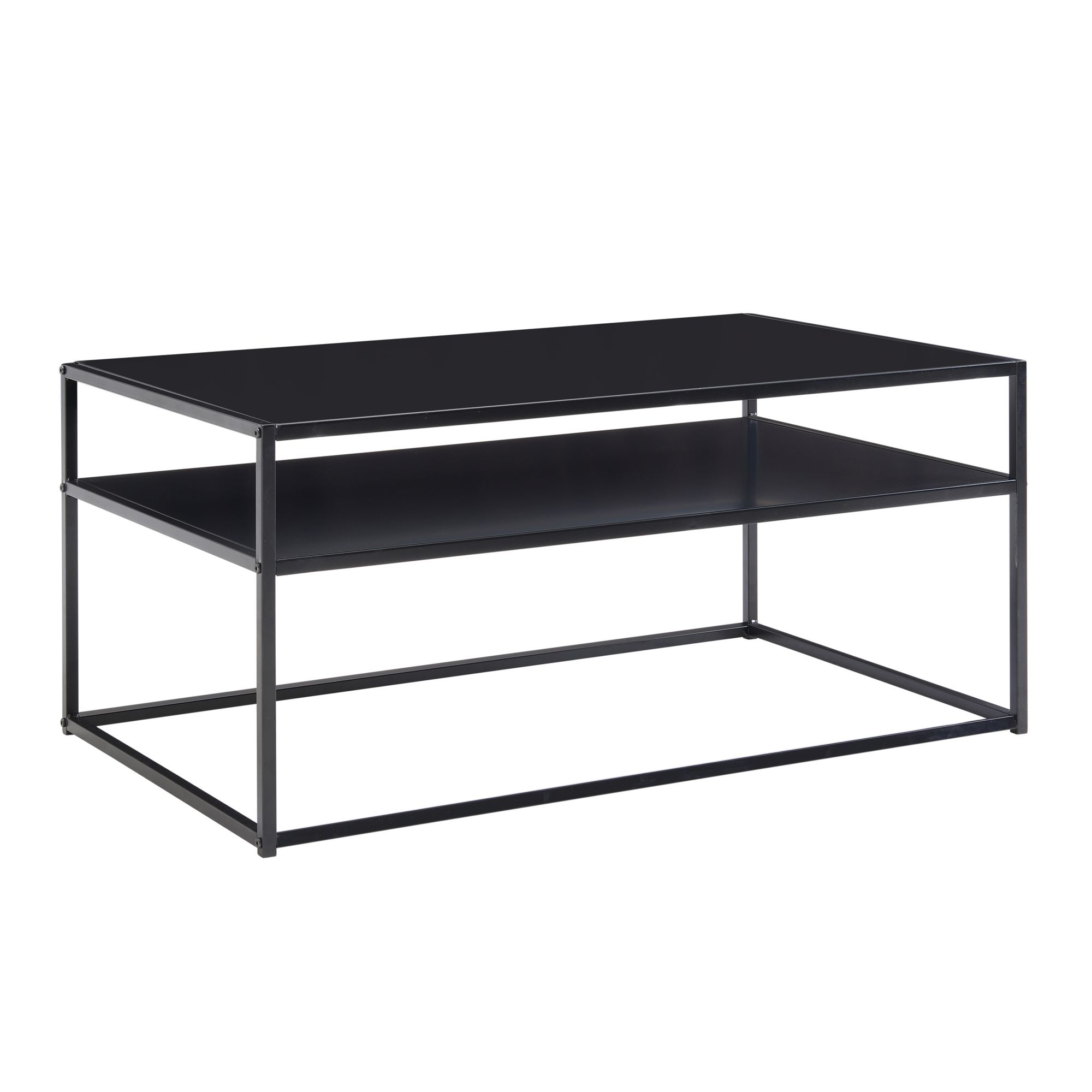 Mesa de centro wohnling 100x60x45 cm mesa de sala de estar de metal mesa de sofá mesa espaço de armazenamento