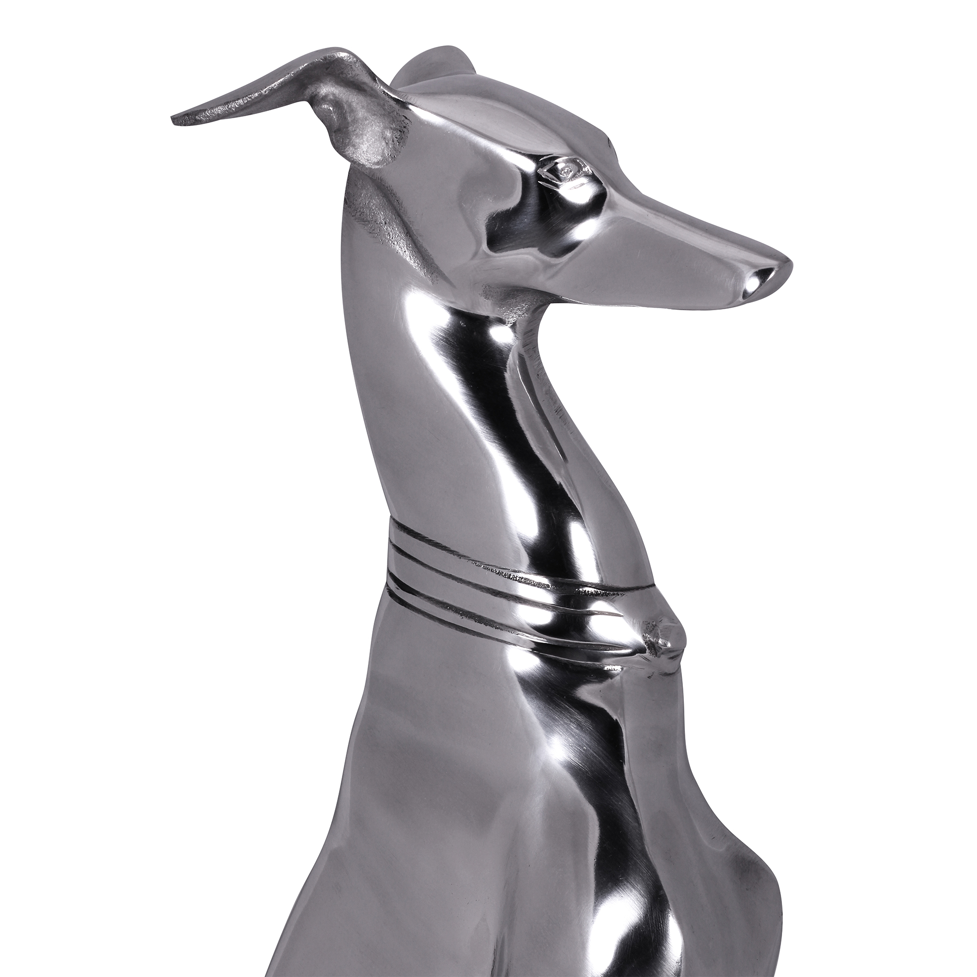 Wohnling design decorativo cão feito de alumínio prata galgo escultura estátua de cachorro