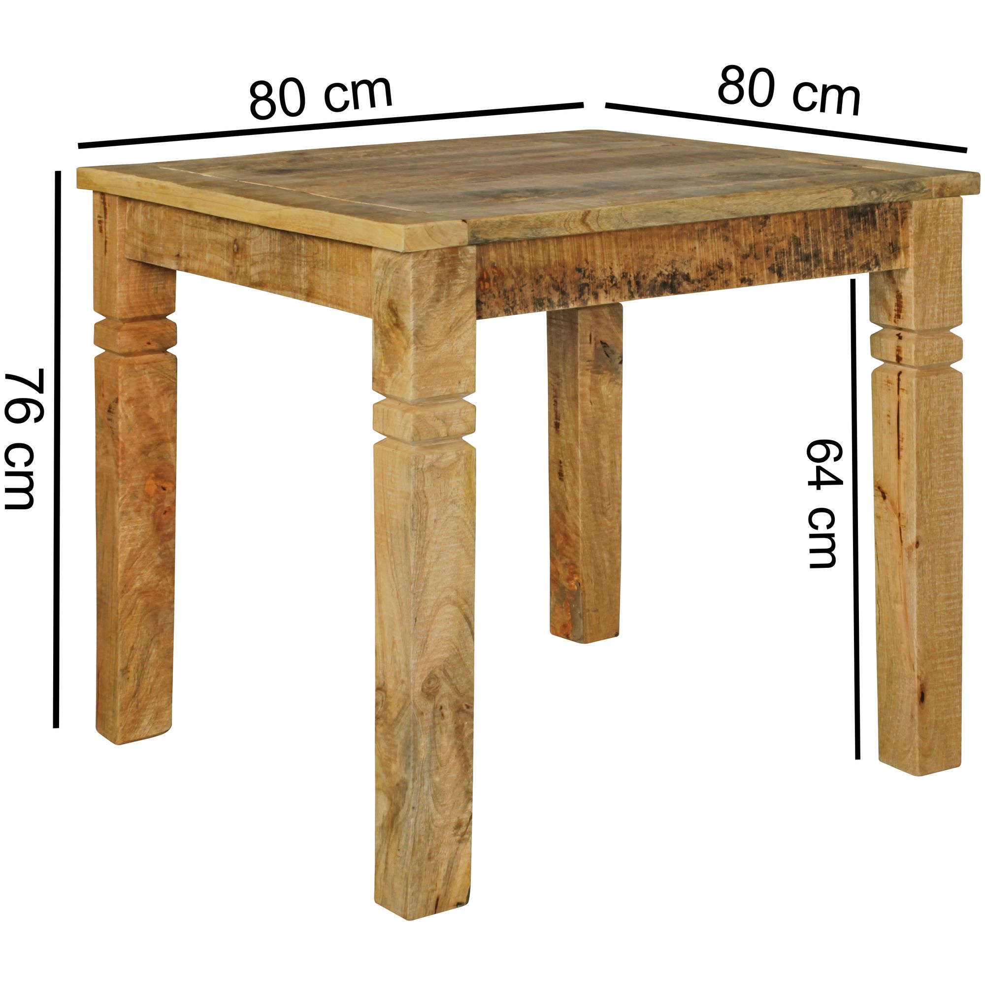 Wohnling mesa de jantar wl5.077 80 x 80 cm mesa de jantar madeira maciça mesa de cozinha madeira