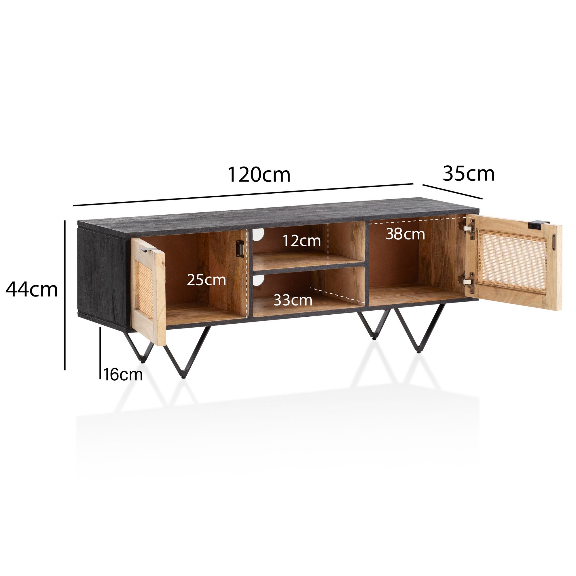 Wohnling lowboard 120x44x35 cm armário de tv de madeira cômoda tv armário de tv