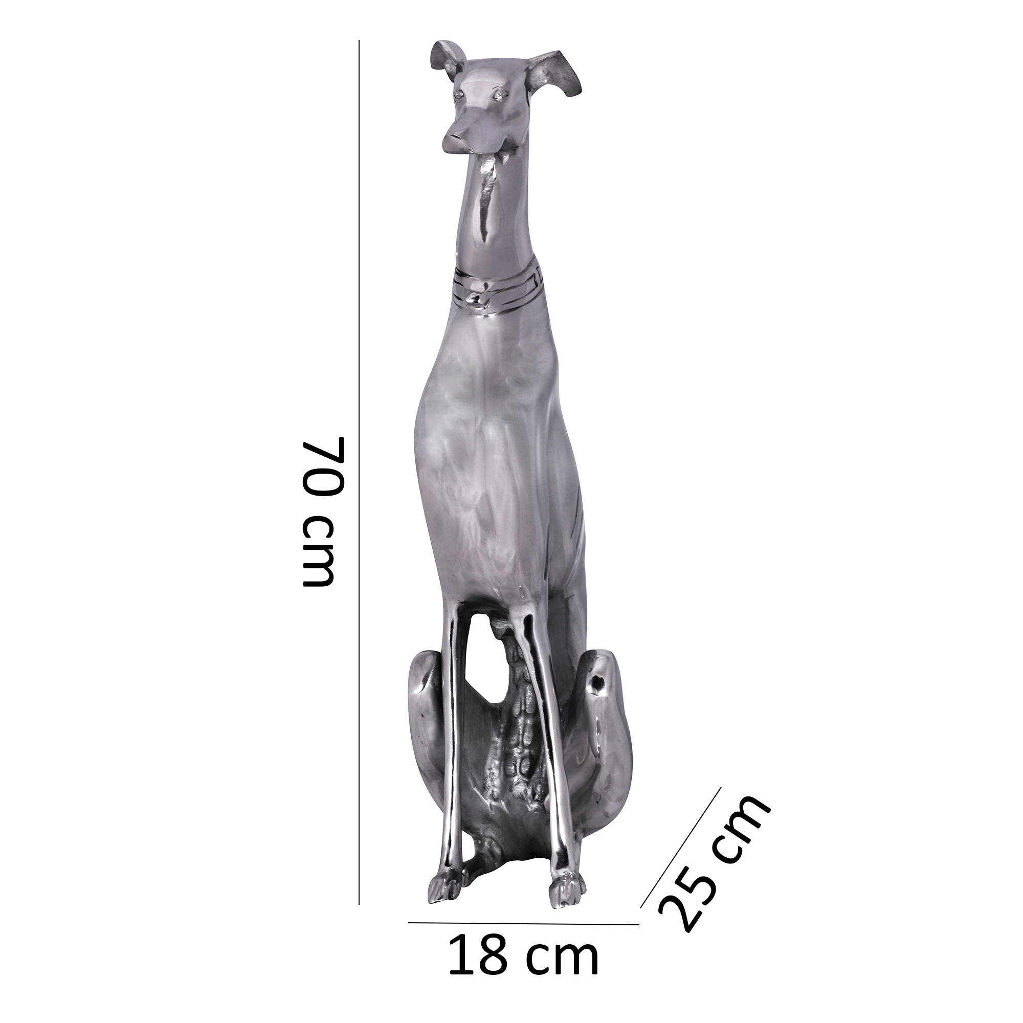 Wohnling design decorativo cão feito de alumínio prata galgo escultura estátua de cachorro