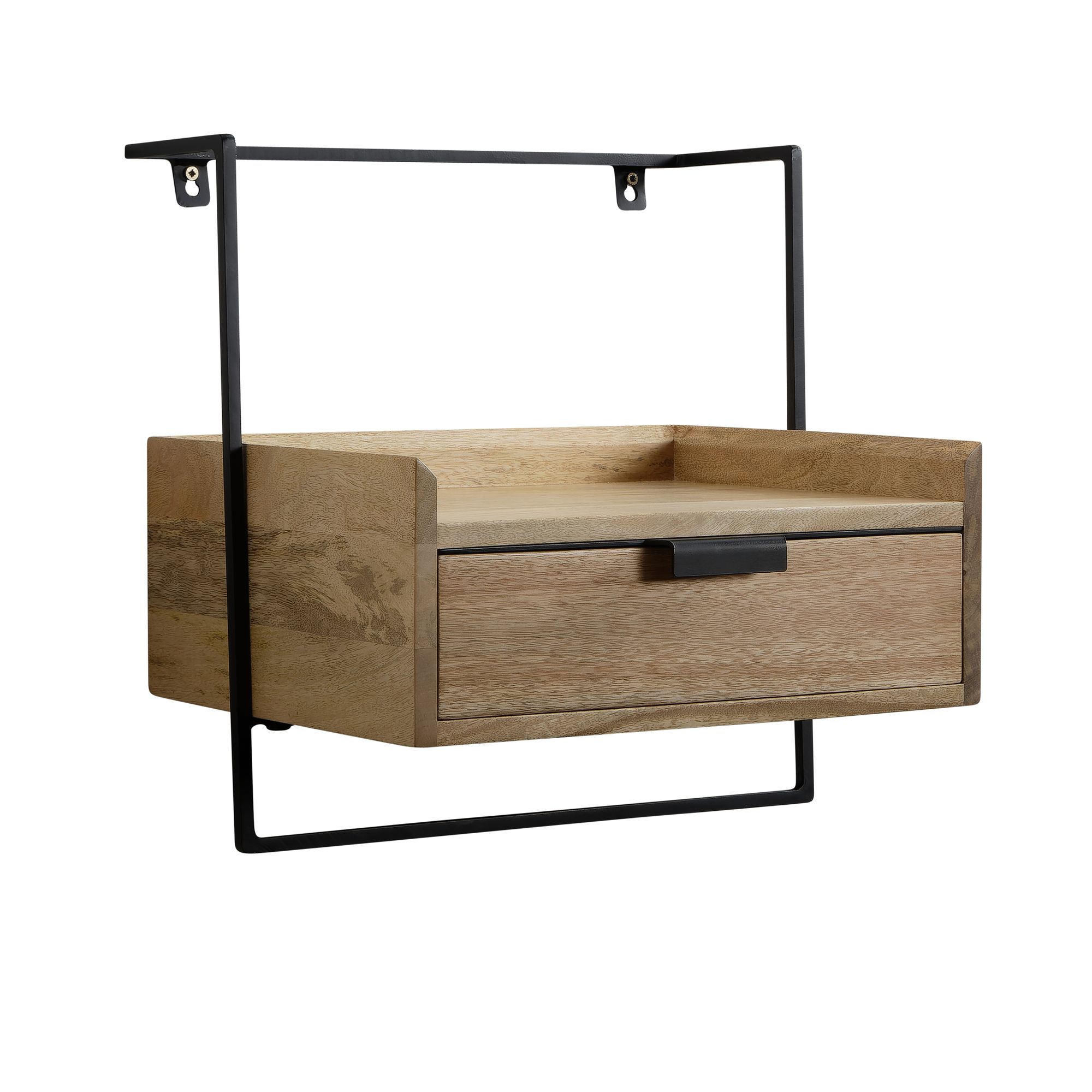 Mesa de cabeceira wohnling 44x45x35 cm consola de cabeceira em madeira maciça cama suspensa com molas