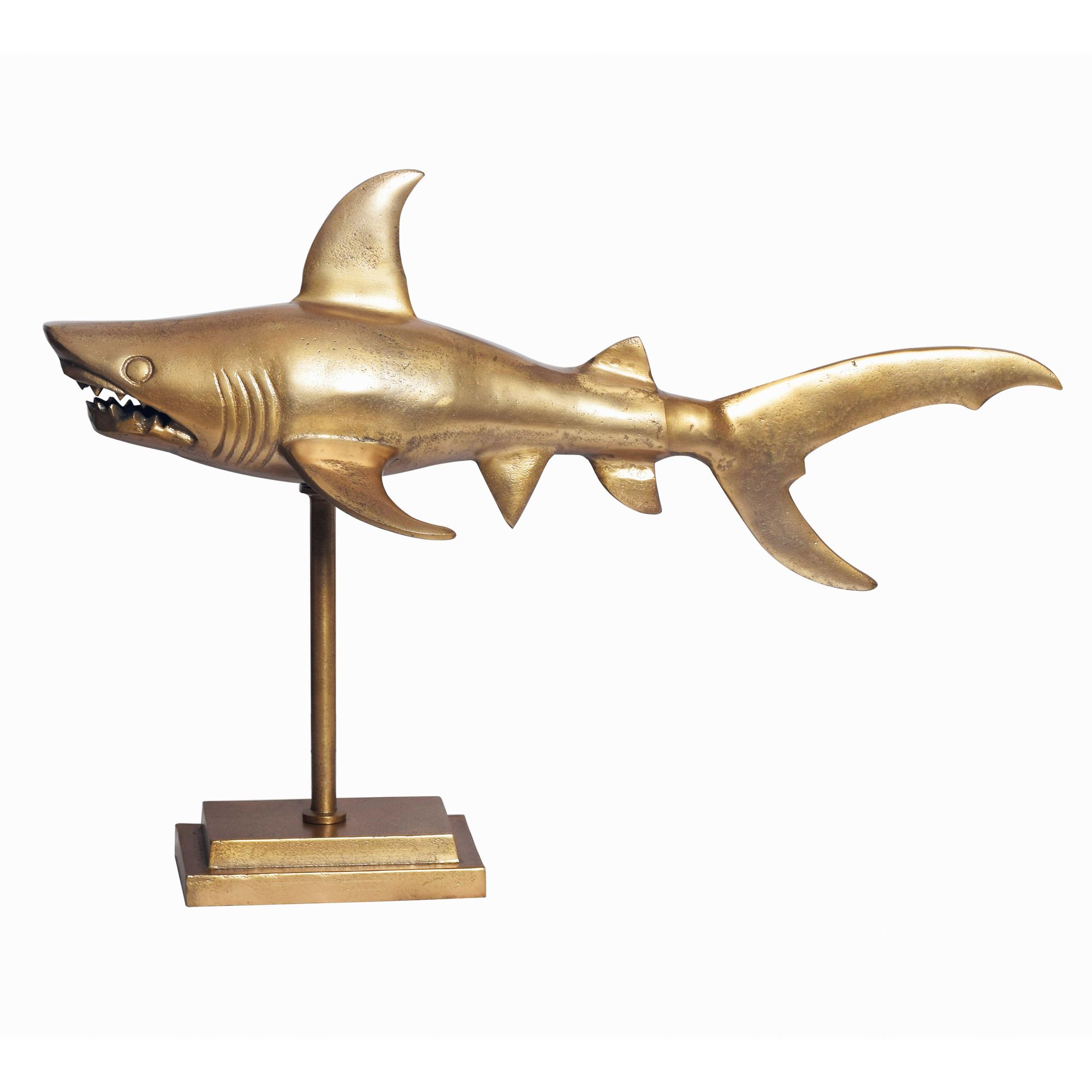 Decoração WOHNLING Shark 70 cm alumínio ouro decoração para casa alumínio moderno marítimo