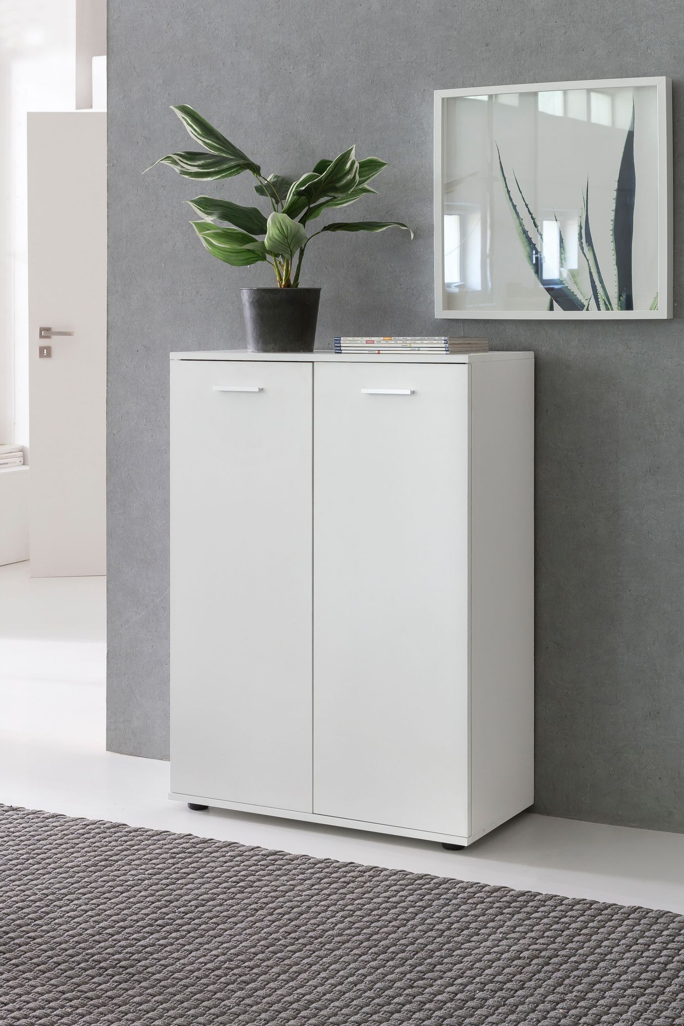 Wohnling cômoda aparador madeira branco fosco armário de corredor com portas modernas