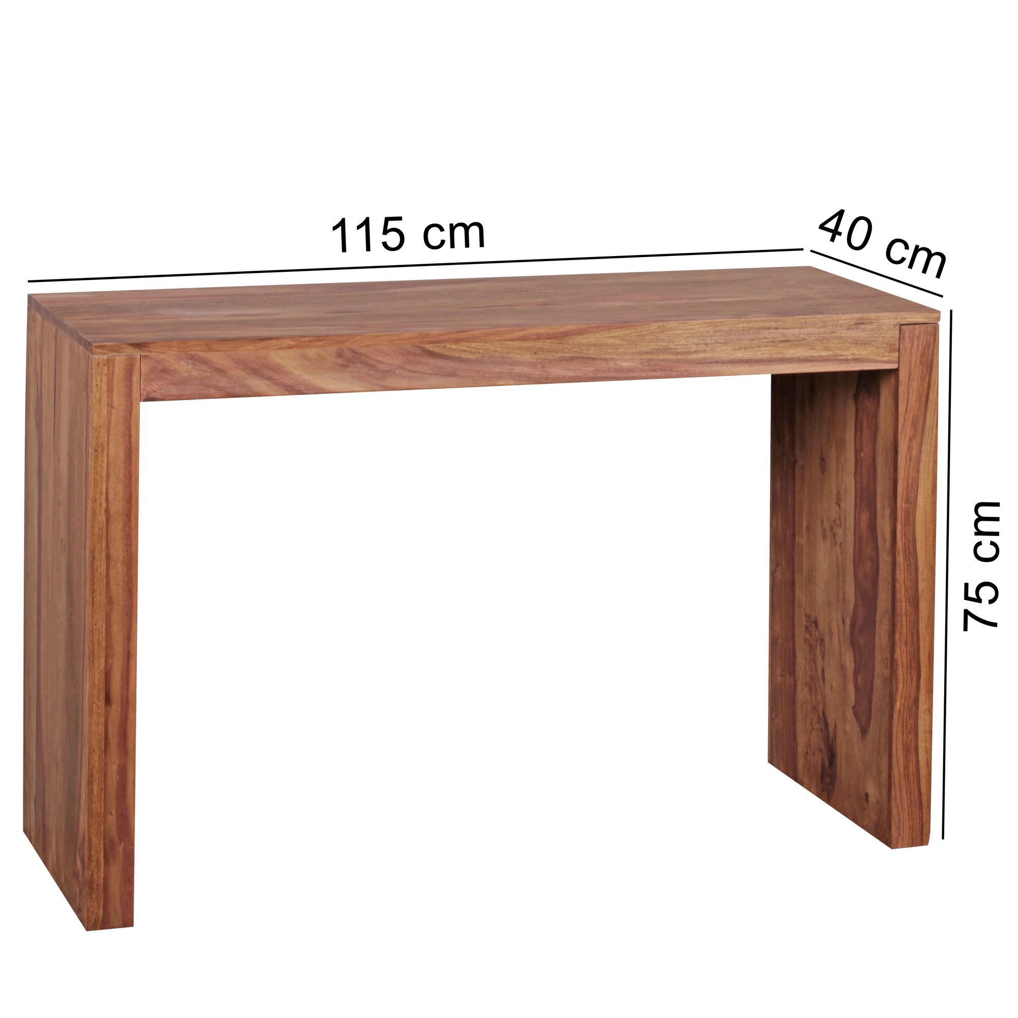 Mesa de console wohnling mesa de console de madeira maciça 115x40x75 cm mesa de corredor