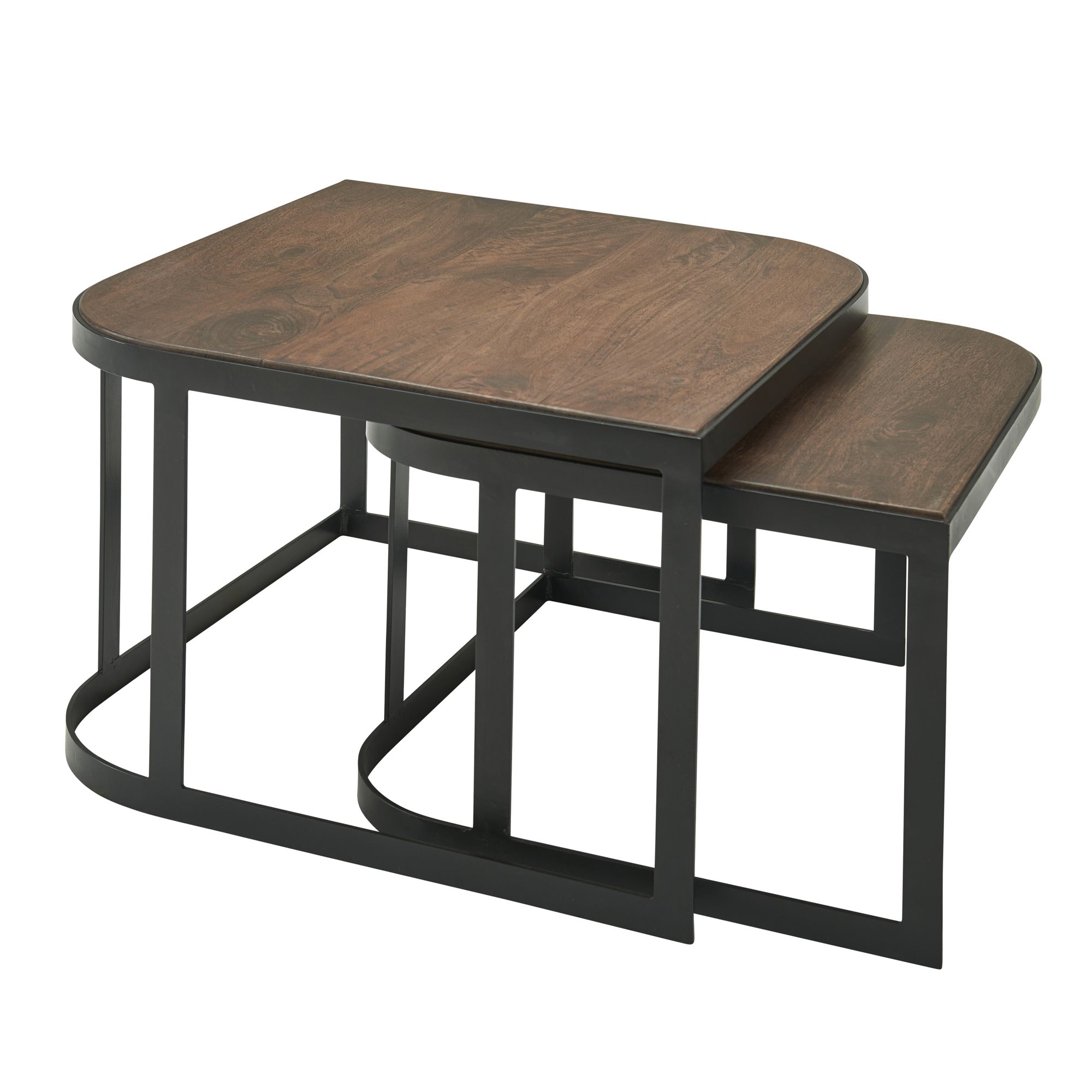 Conjunto de mesa de centro residente mesa de sala de estar de madeira maciça 2 peças mesa de conjunto escuro