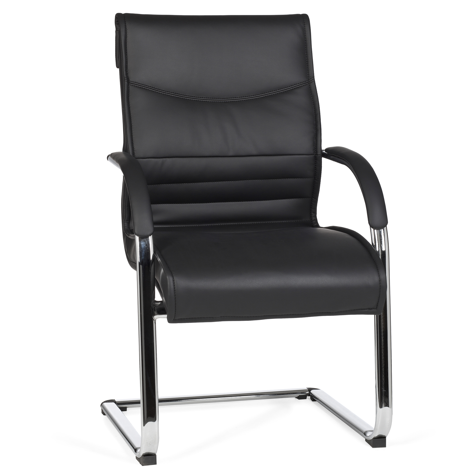 Amstyle cantilever visitante couro artificial braços da cadeira visitante preto