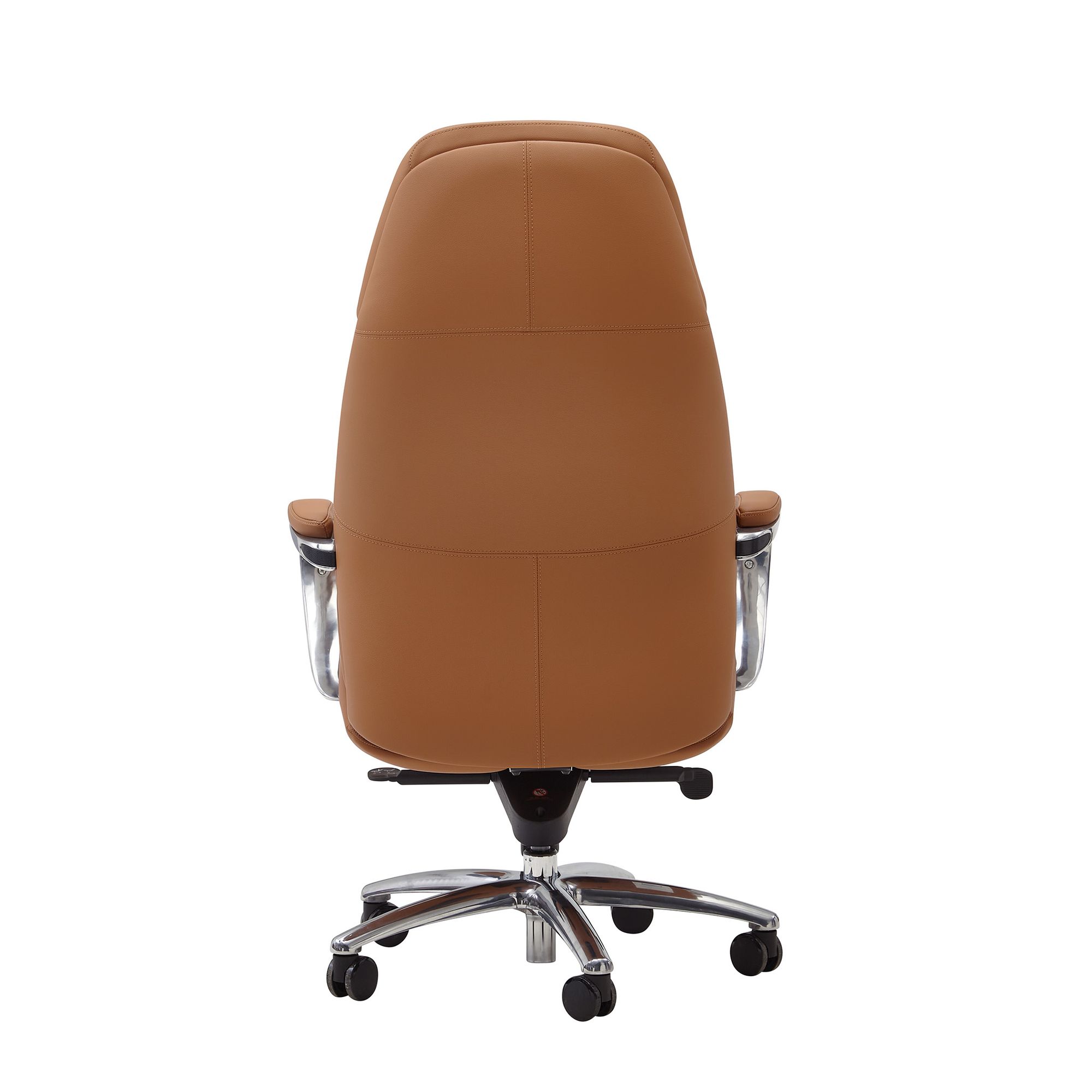 Cadeira de escritório de design com capa de couro real cadeira de mesa caramelo até 120 kg, cadeira executiva de design xxl ajustável em altura, cadeira giratória ergonômica com braços e encosto alto, função de balanço