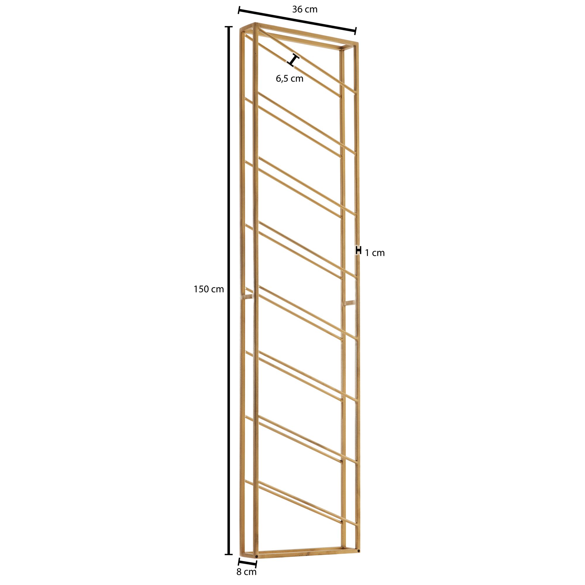 Wohnling rack de vinho parede ouro 36x150x8 cm garrafa rack metal prateleira vinho grande