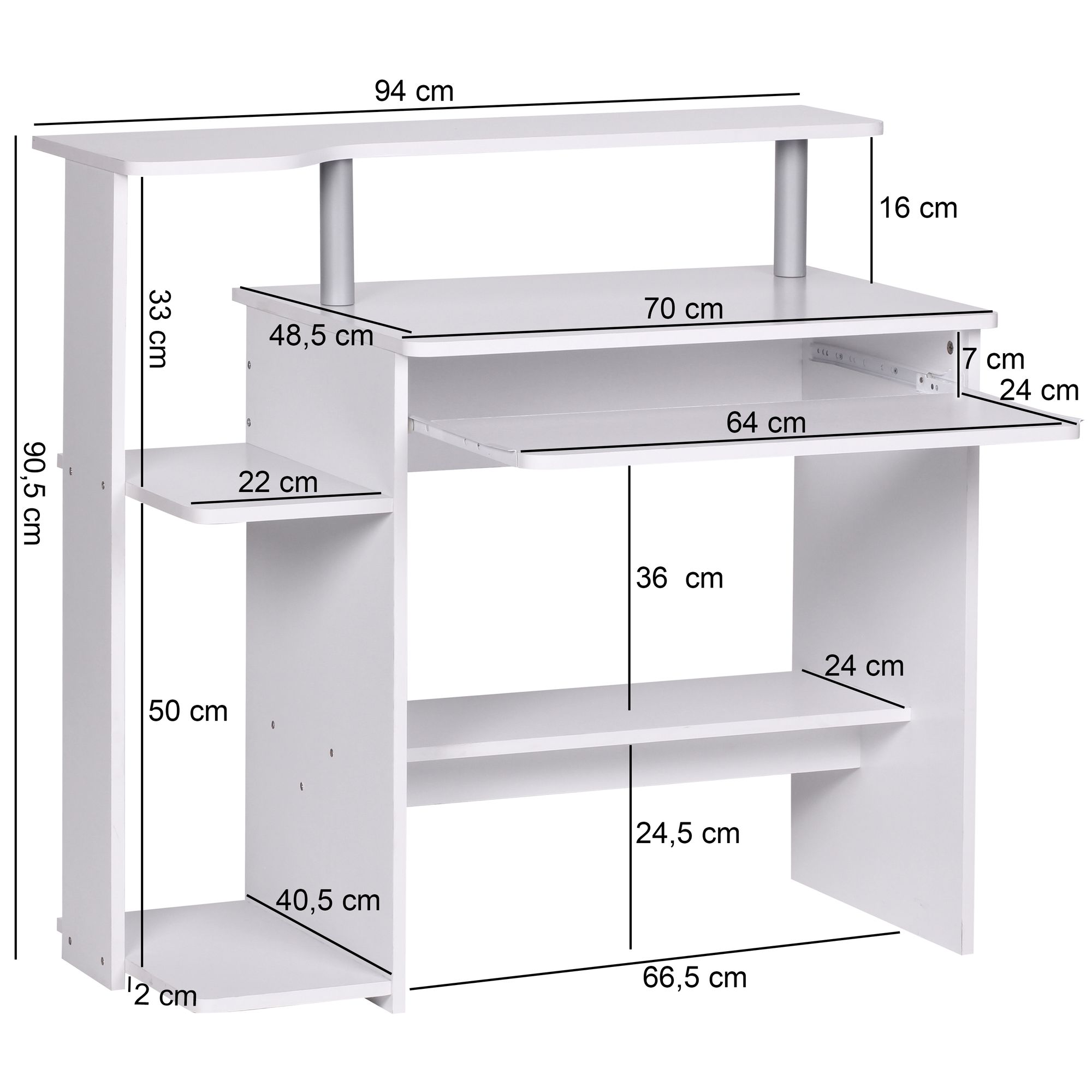 Mesa de computador wohnling wl1.153 94x90,5x48,5 cm mesa branca moderna