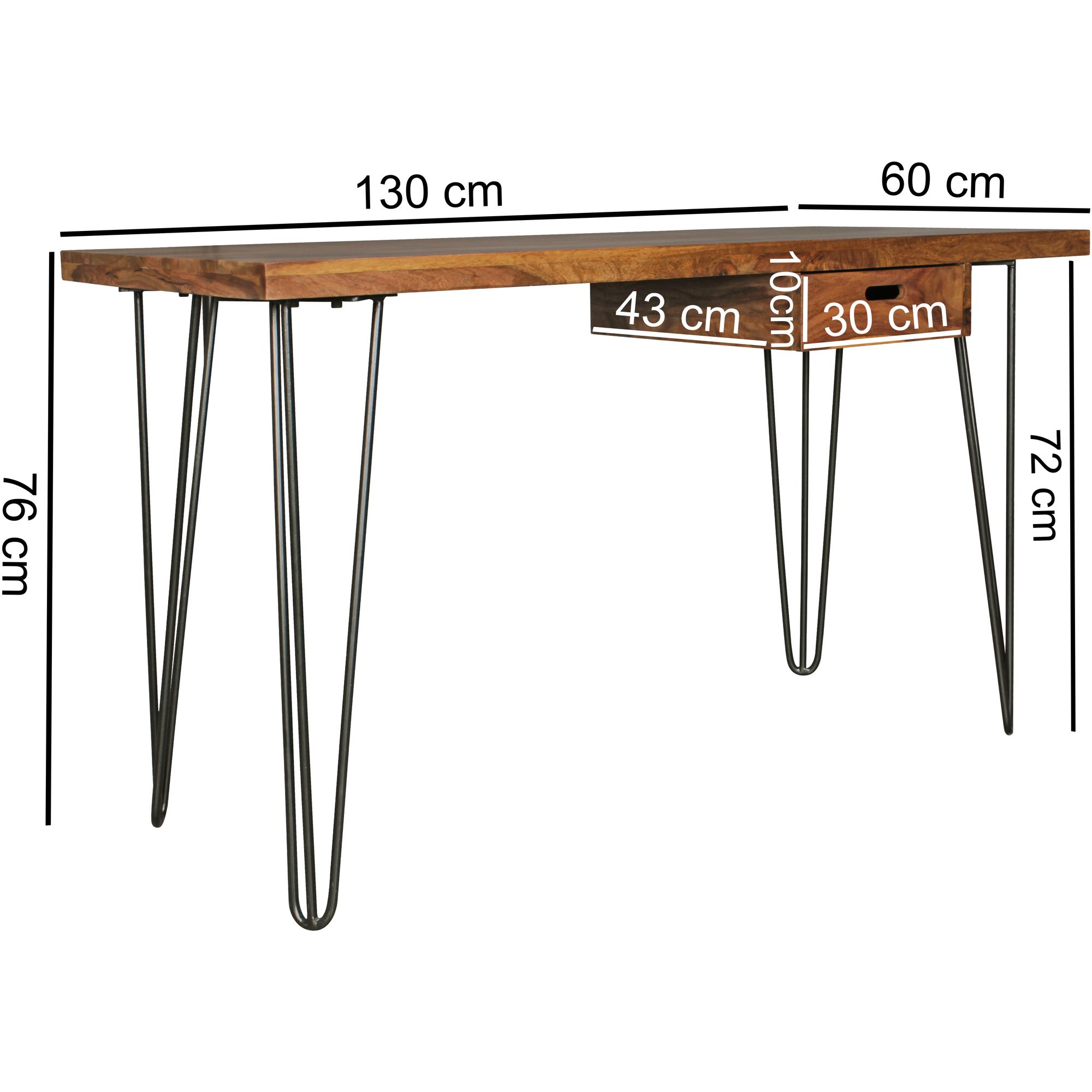 Wohnling desk bagli 130 cm laptop mesa de armazenamento mesa de trabalho mesa de trabalho