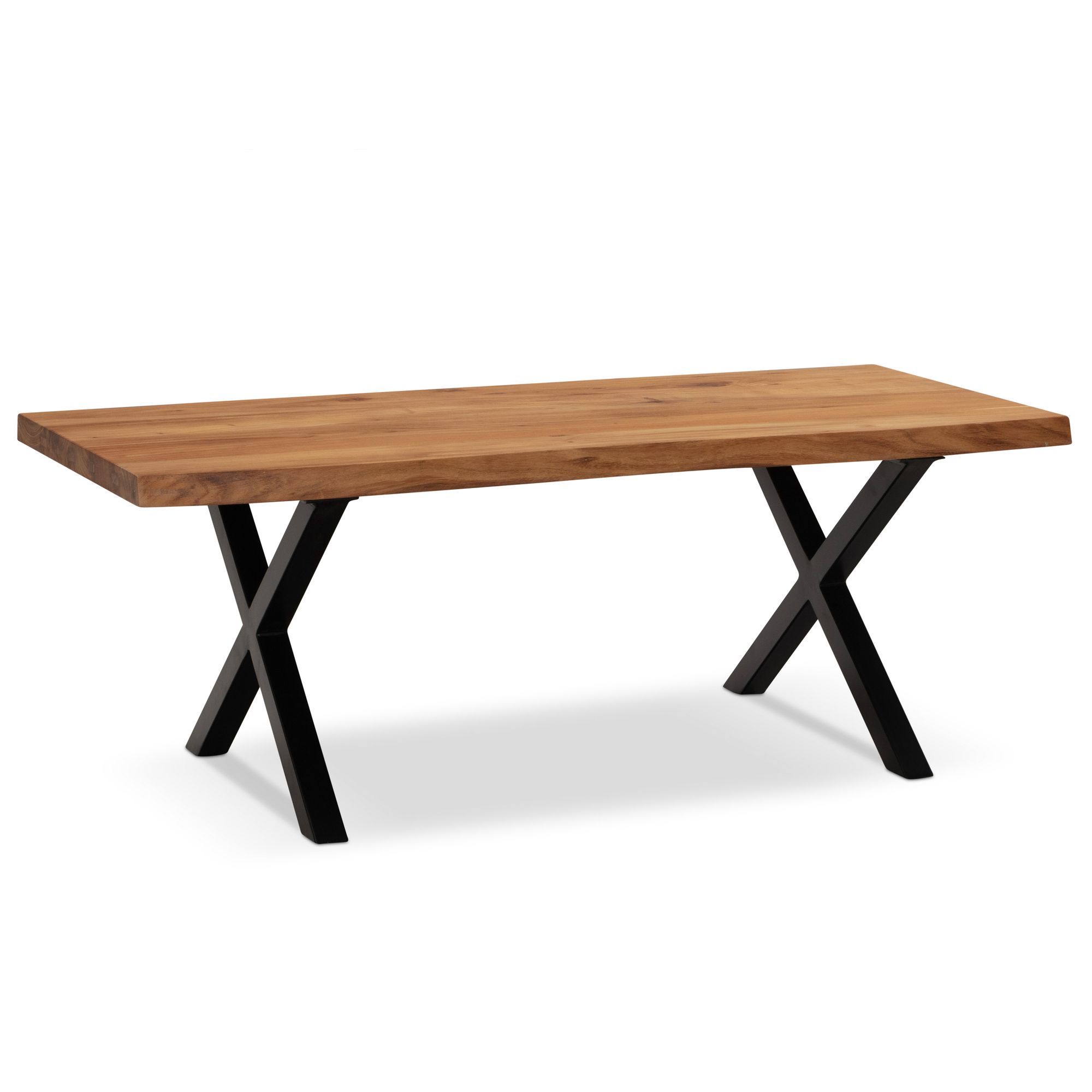 Wohnling mesa de centro 120 cm acácia madeira maciça sala de estar sofá mesa borda de árvore