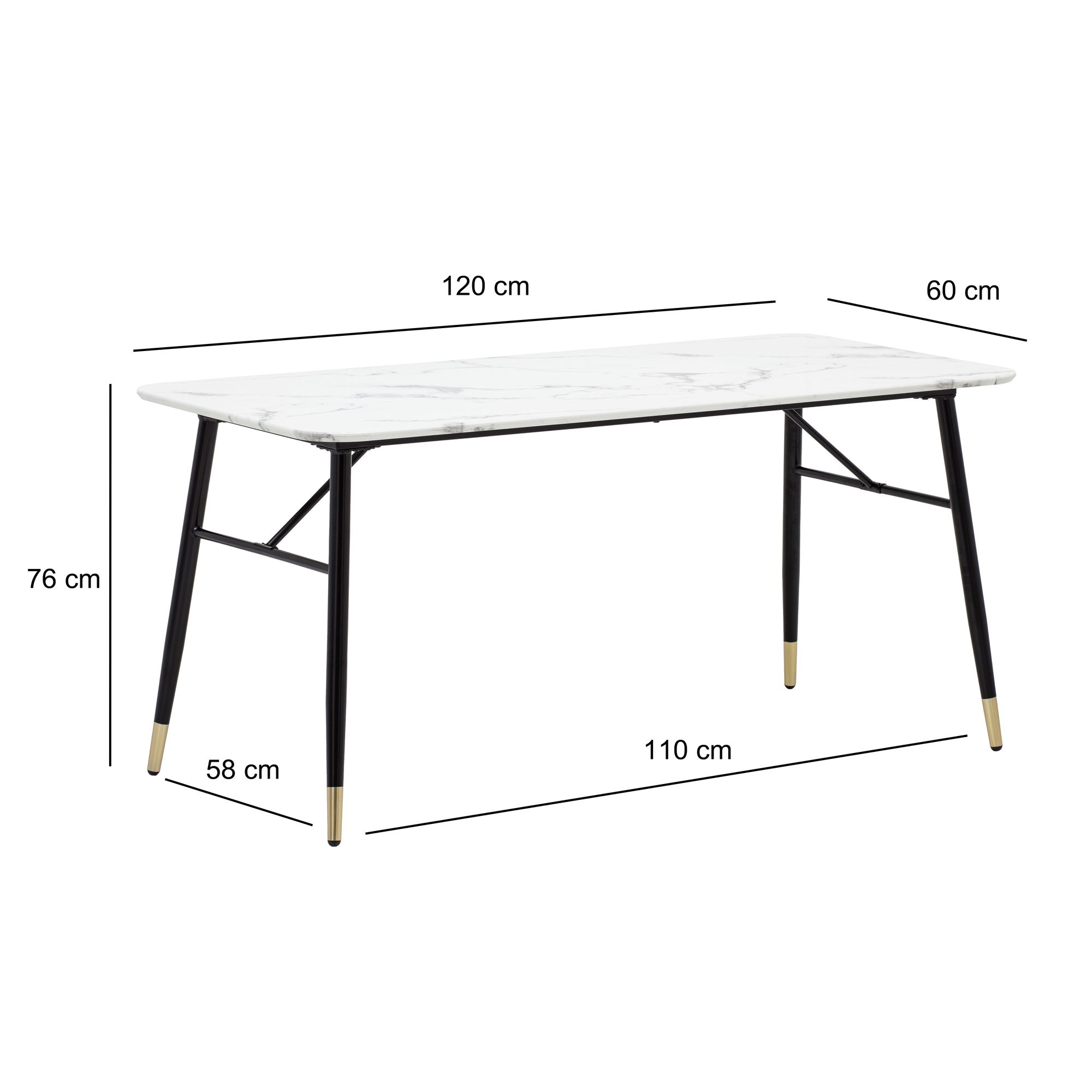 Mesa de jantar wohnling 120 cm mármore branco mesa de jantar pequena mesa de cozinha