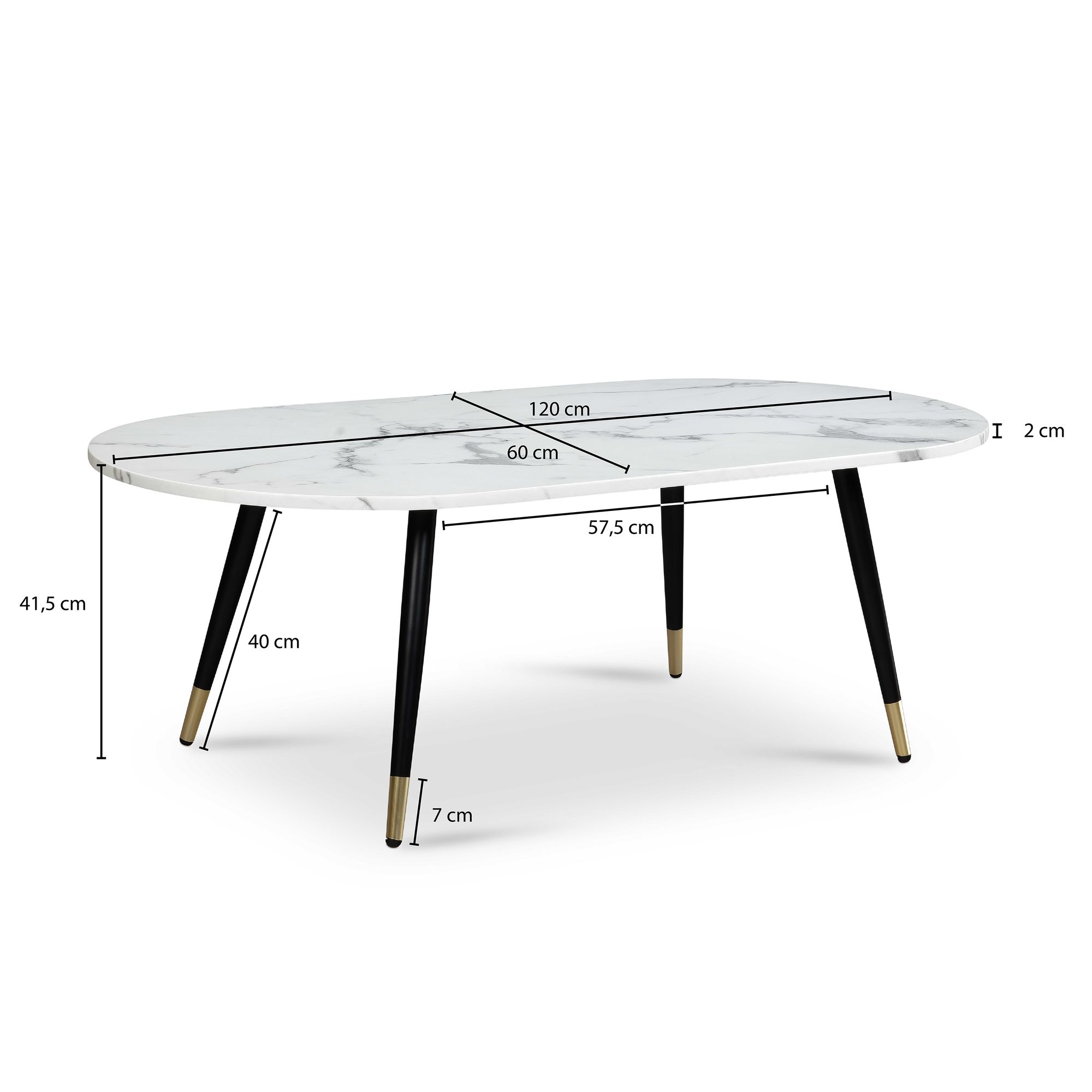 Mesa de centro wohnling mármore branco 120 cm mesa de sala de estar sofá