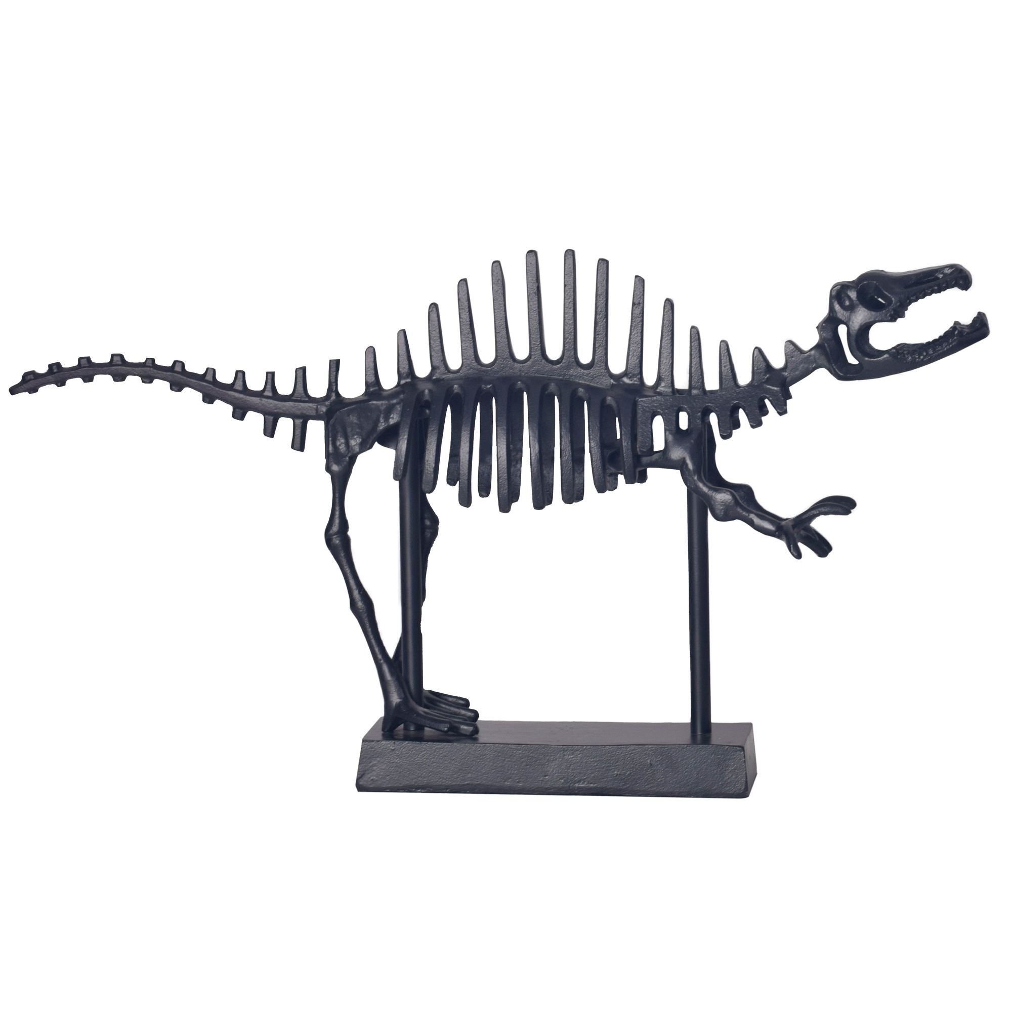 Decoração WOHNLING T-Rex fóssil 62 cm alumínio preto estátua decoração para casa