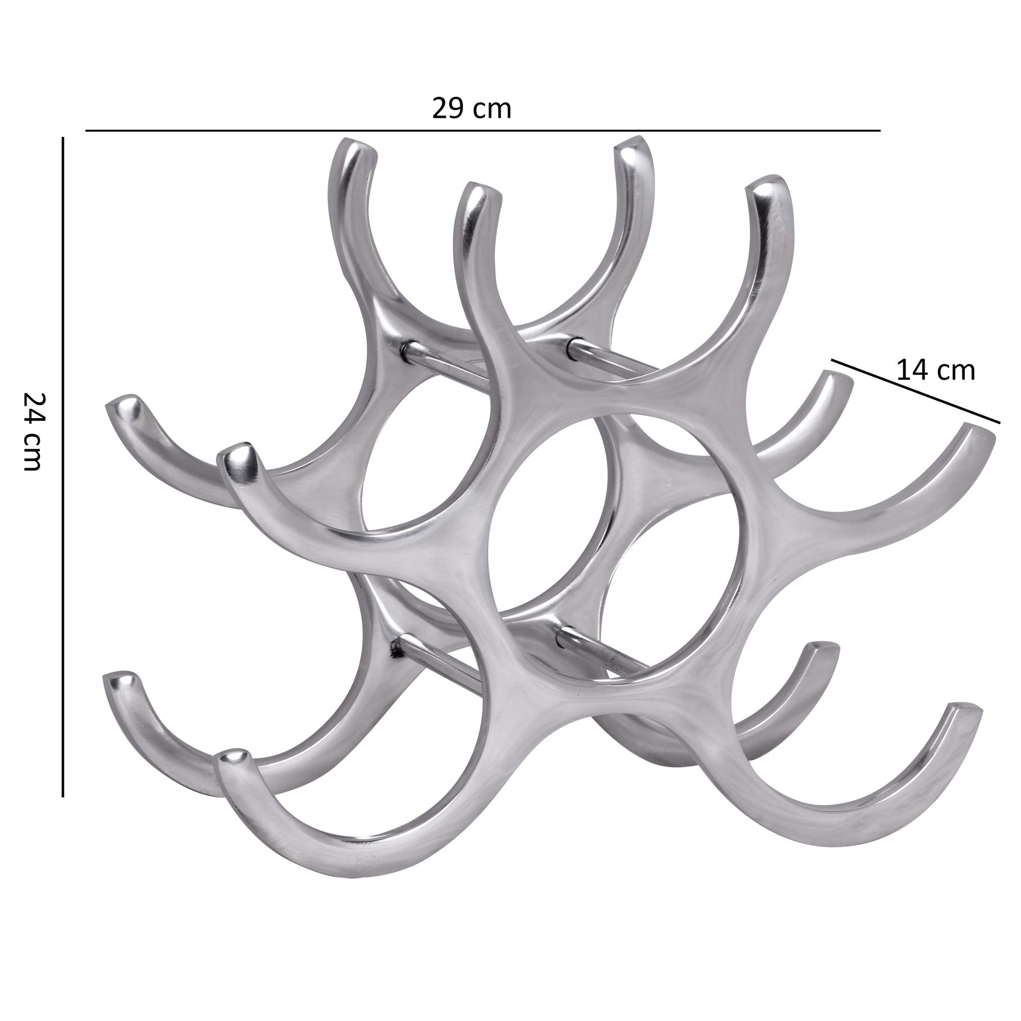 Prateleira para vinhos em alumínio com design wohnling chamas prateleira para garrafas de 24 cm 6 garrafas