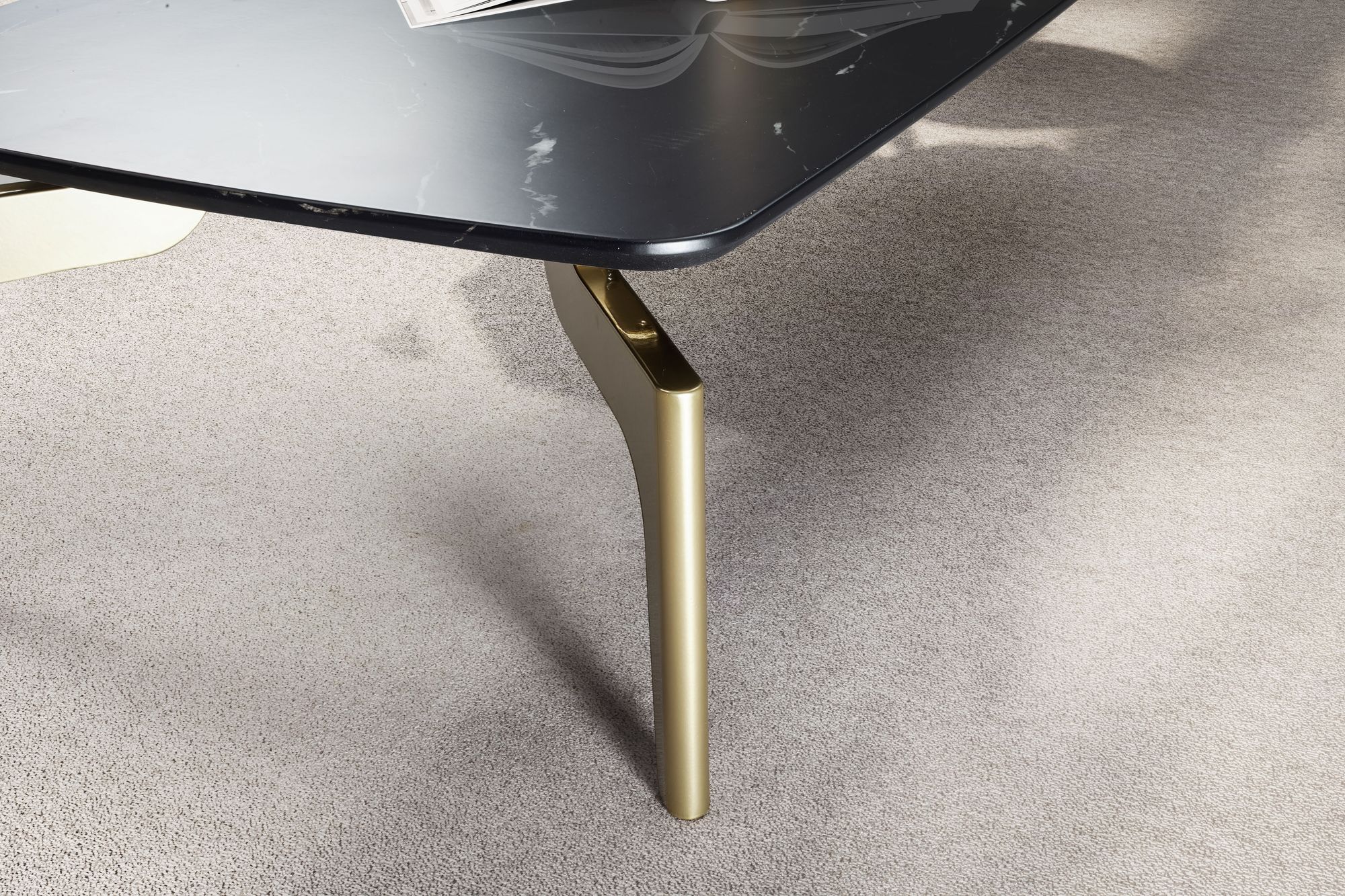 Mesa de centro wohnling com aparência de mármore, sofá preto, mesa de sala de estar de 120 cm