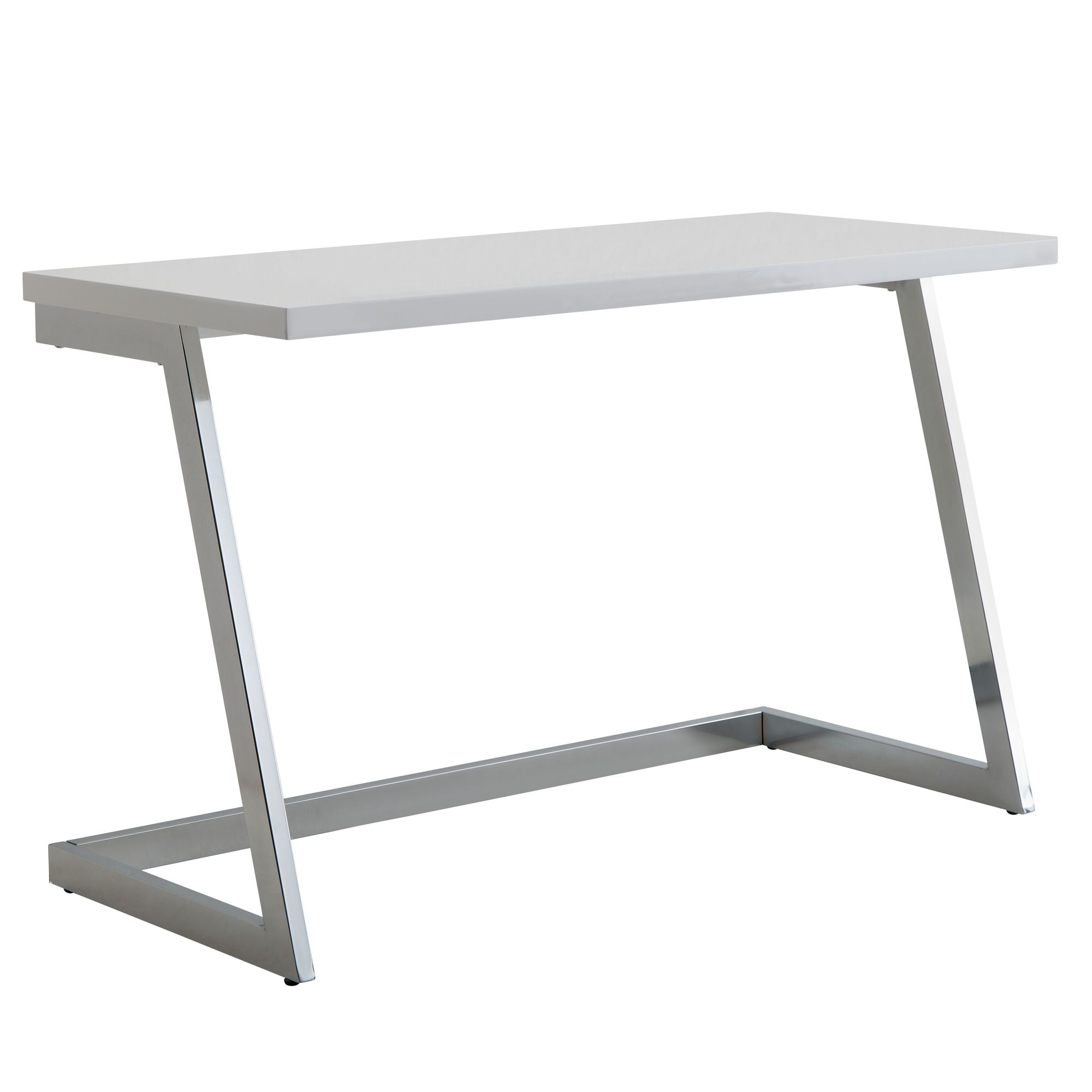 Wohnling mesa de alto brilho branco 120 cm mesa de computador mesa de escritório metal