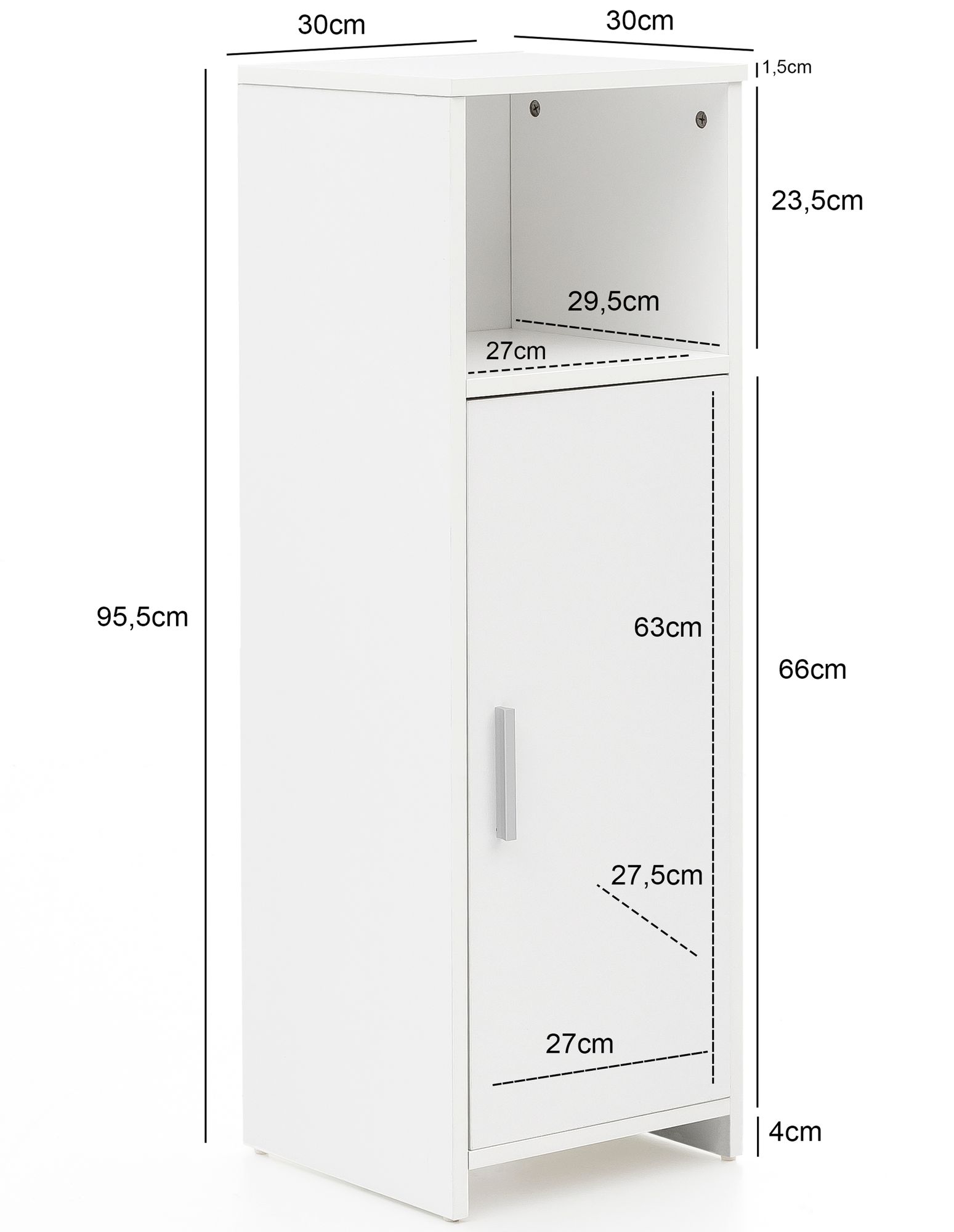 Armário de banheiro wohnling 30 x 95,5 x 30 cm armário de banheiro móveis de banheiro cômoda branco