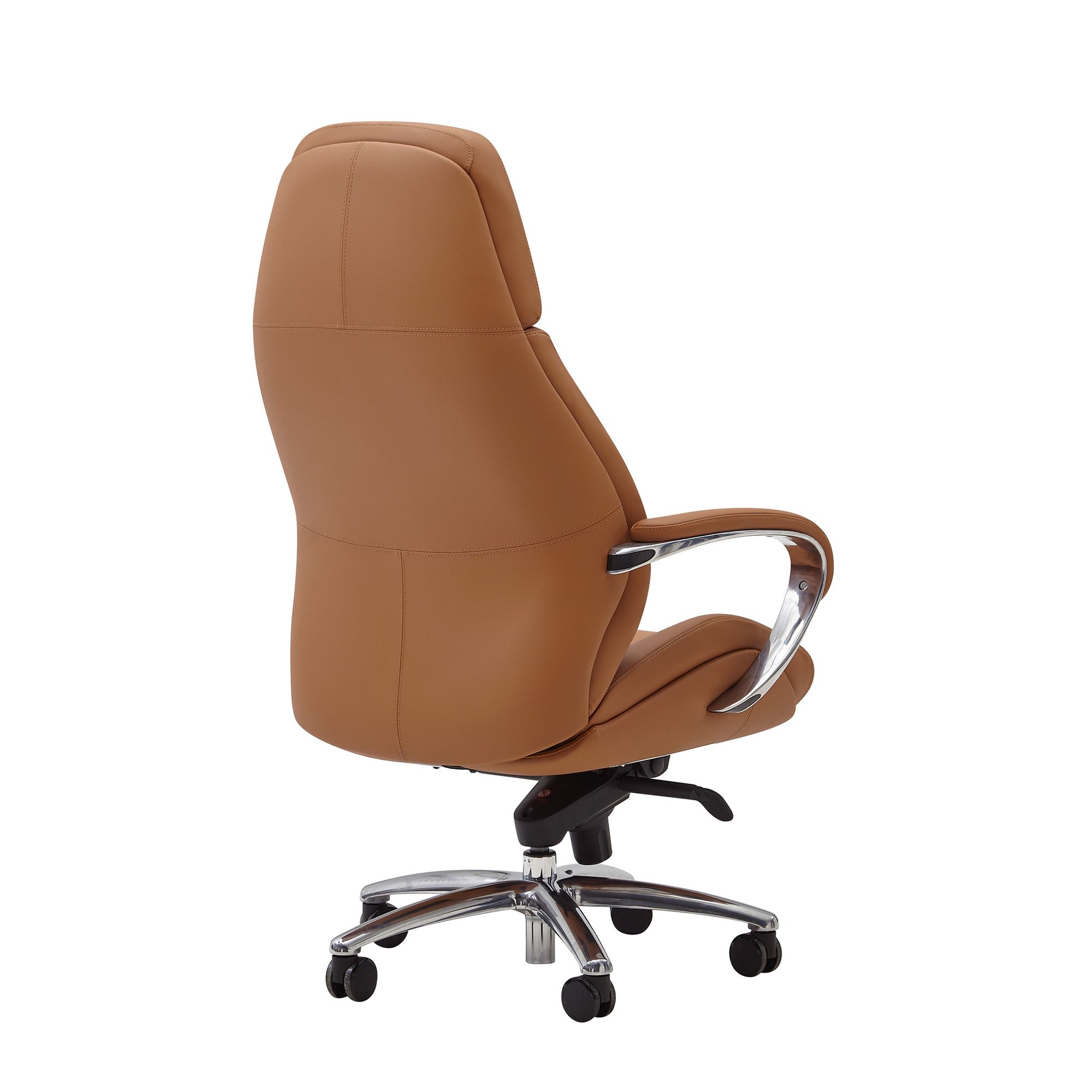 Cadeira de escritório de design com capa de couro real cadeira de mesa caramelo até 120 kg, cadeira executiva de design xxl ajustável em altura, cadeira giratória ergonômica com braços e encosto alto, função de balanço