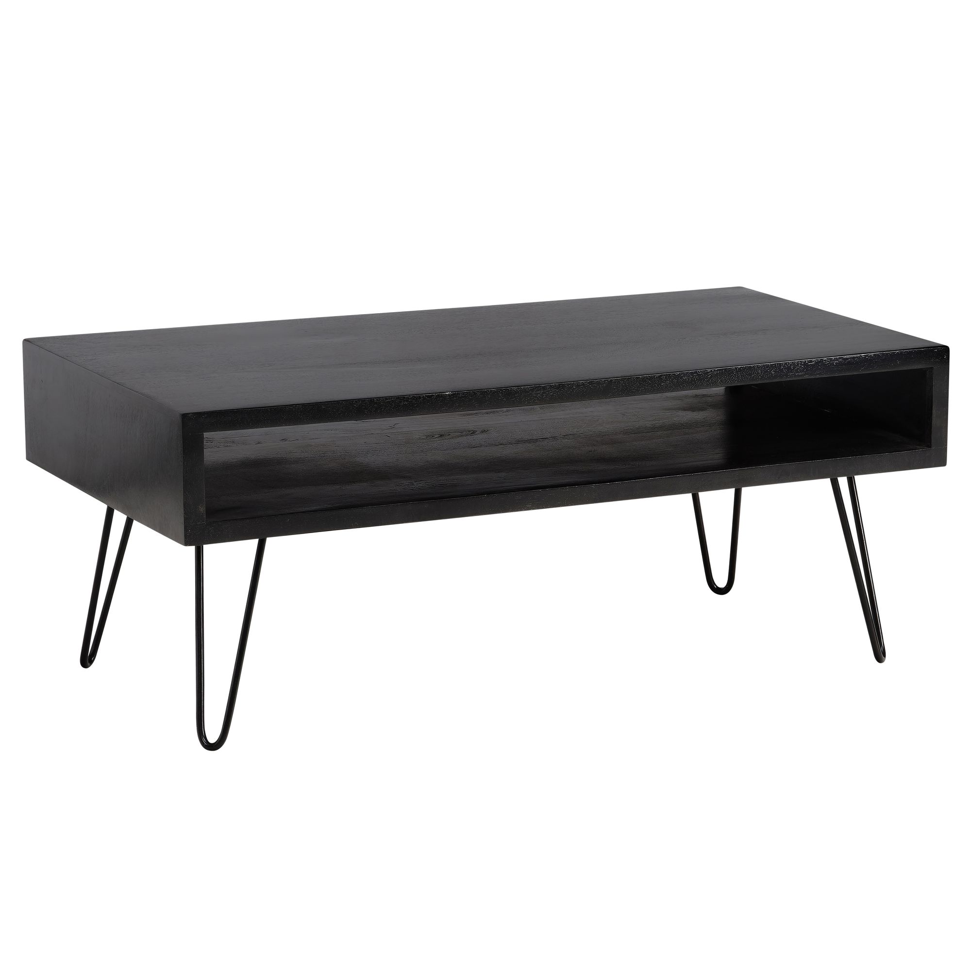 Mesa de centro wohnling de madeira maciça 100 cm mesa de sala de estar sofá mesa espaço de armazenamento