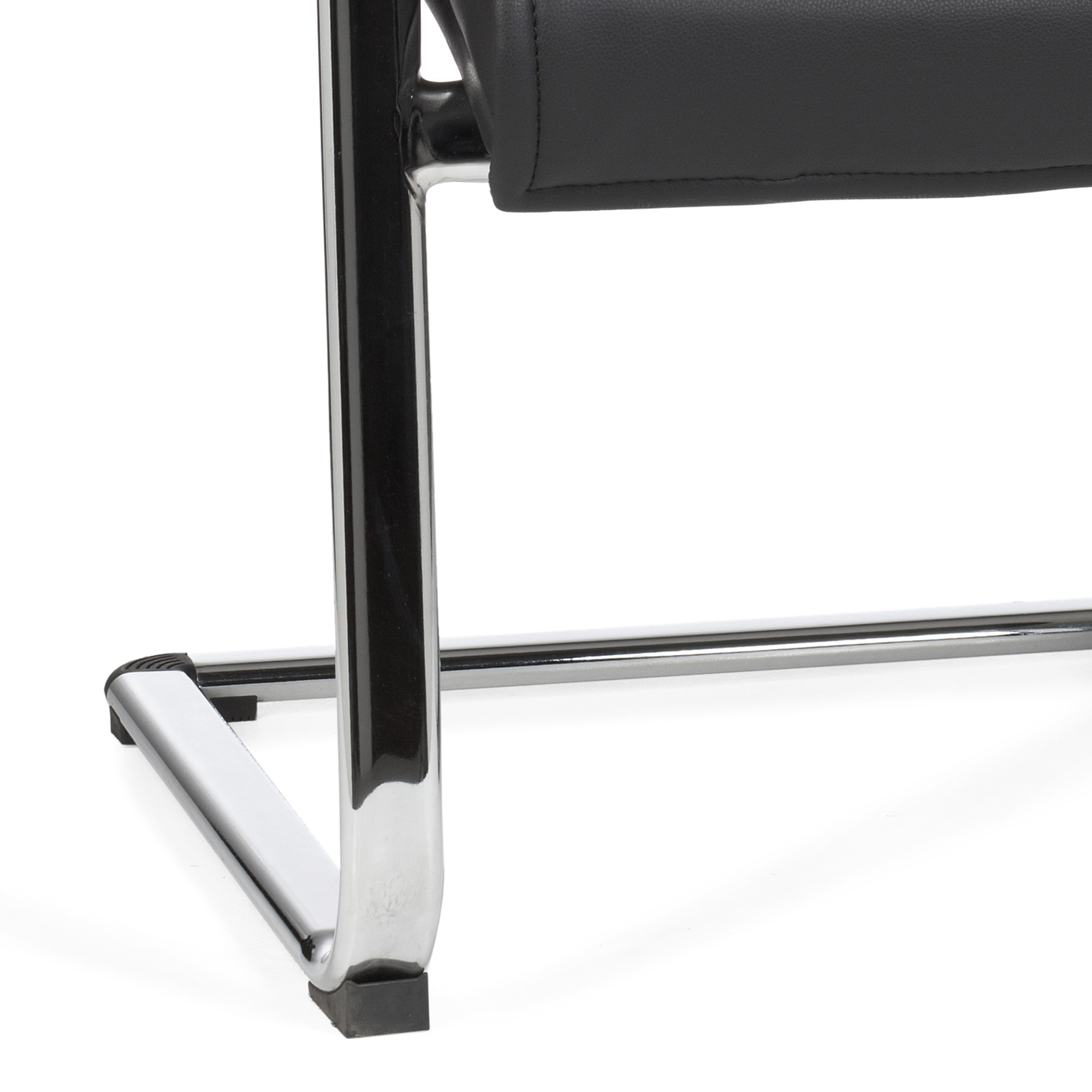 Amstyle cantilever visitante cadeira de couro sintético com braços pretos