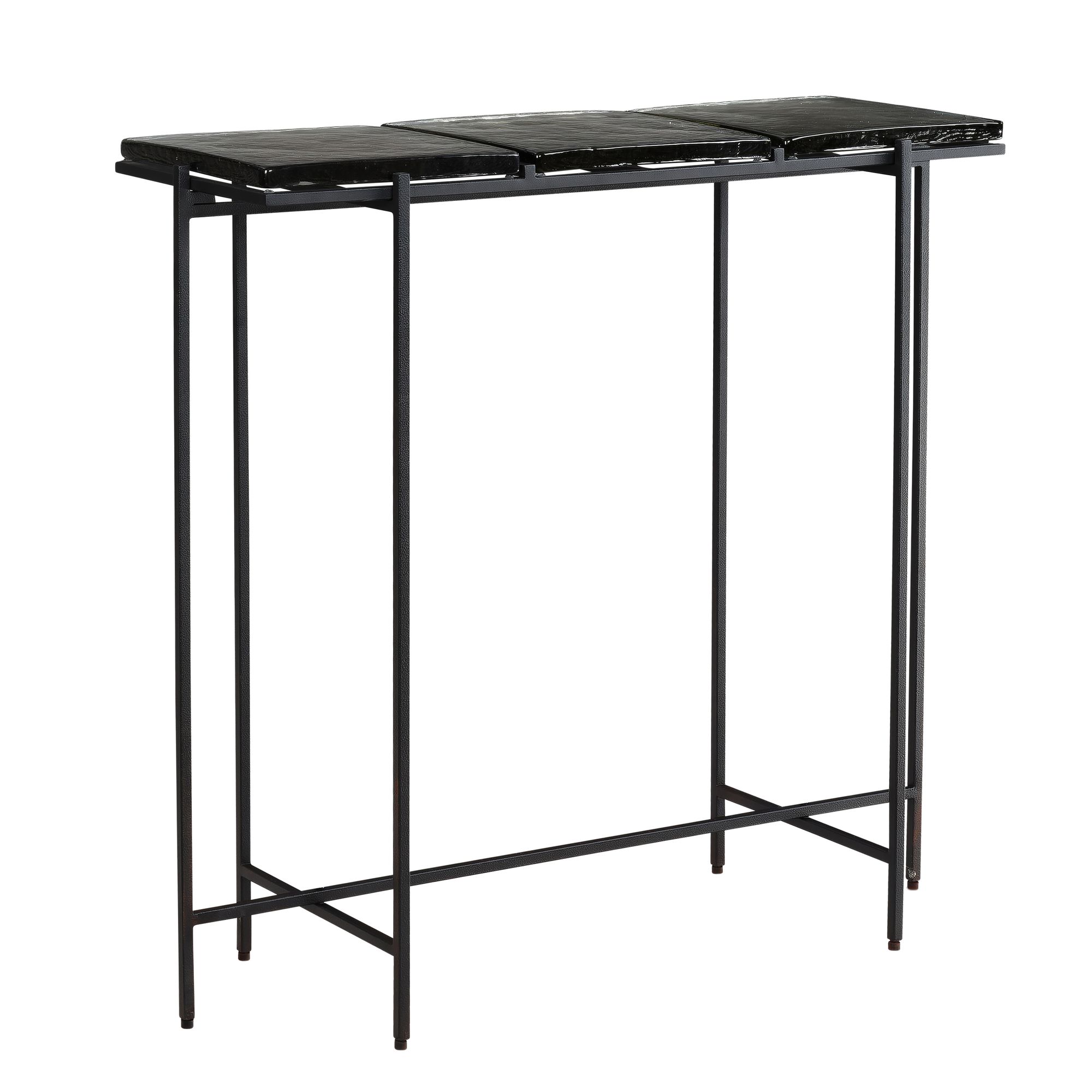 Mesa de console wohnling 90 cm aparador mesa de armazenamento mesa de corredor vidro metal moderno