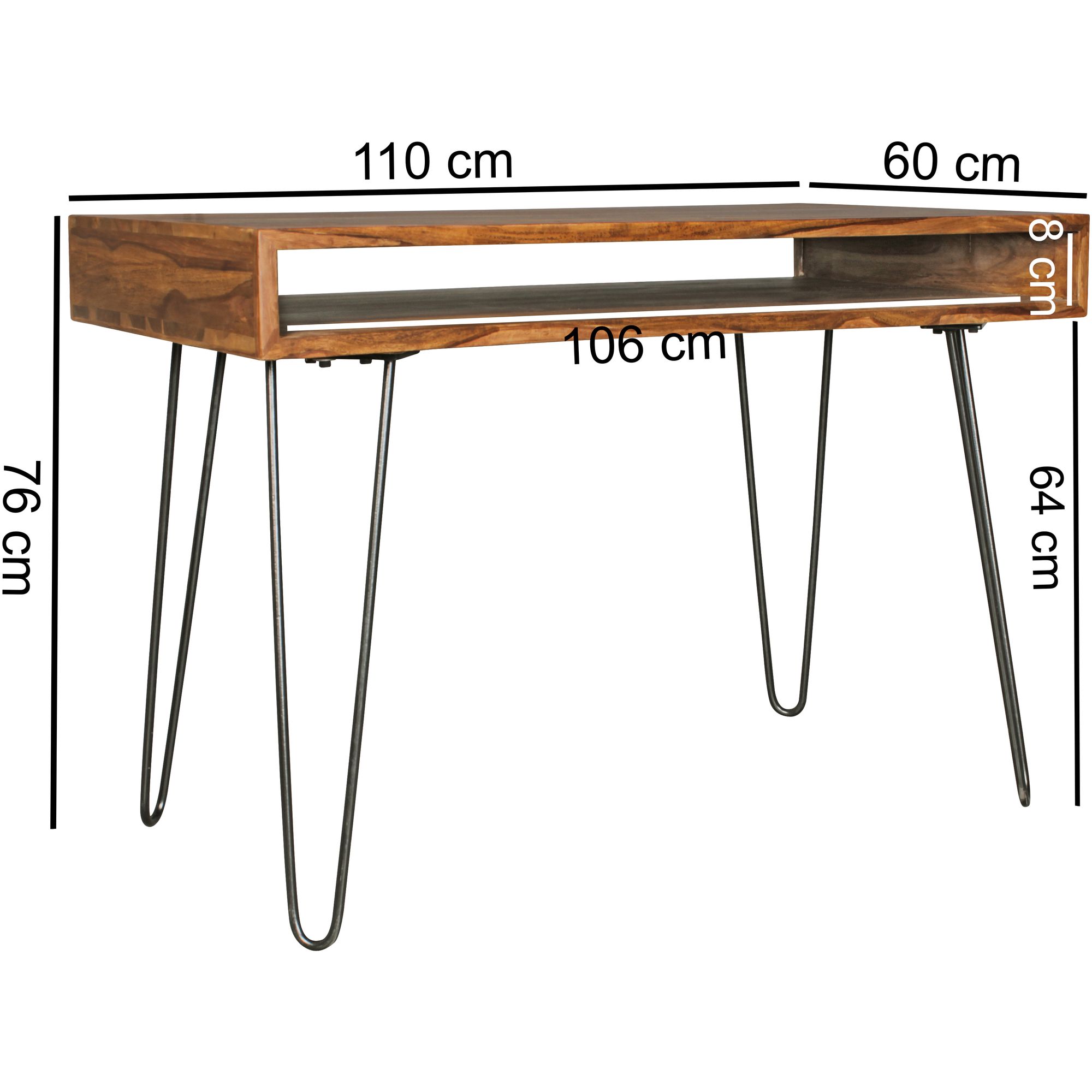 Mesa wohnling 110 cm mesa para laptop mesa de escritório mesa de trabalho natural