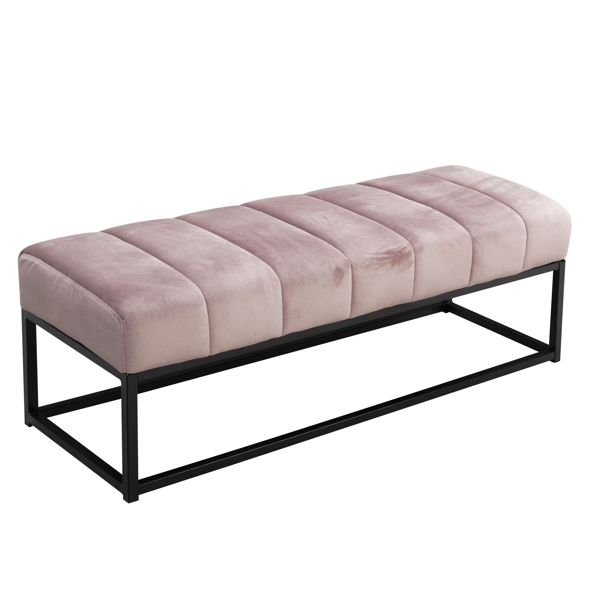 Banco wohnling veludo rosa estofado banco 108 cm banco de cama banco de corredor banco moderno