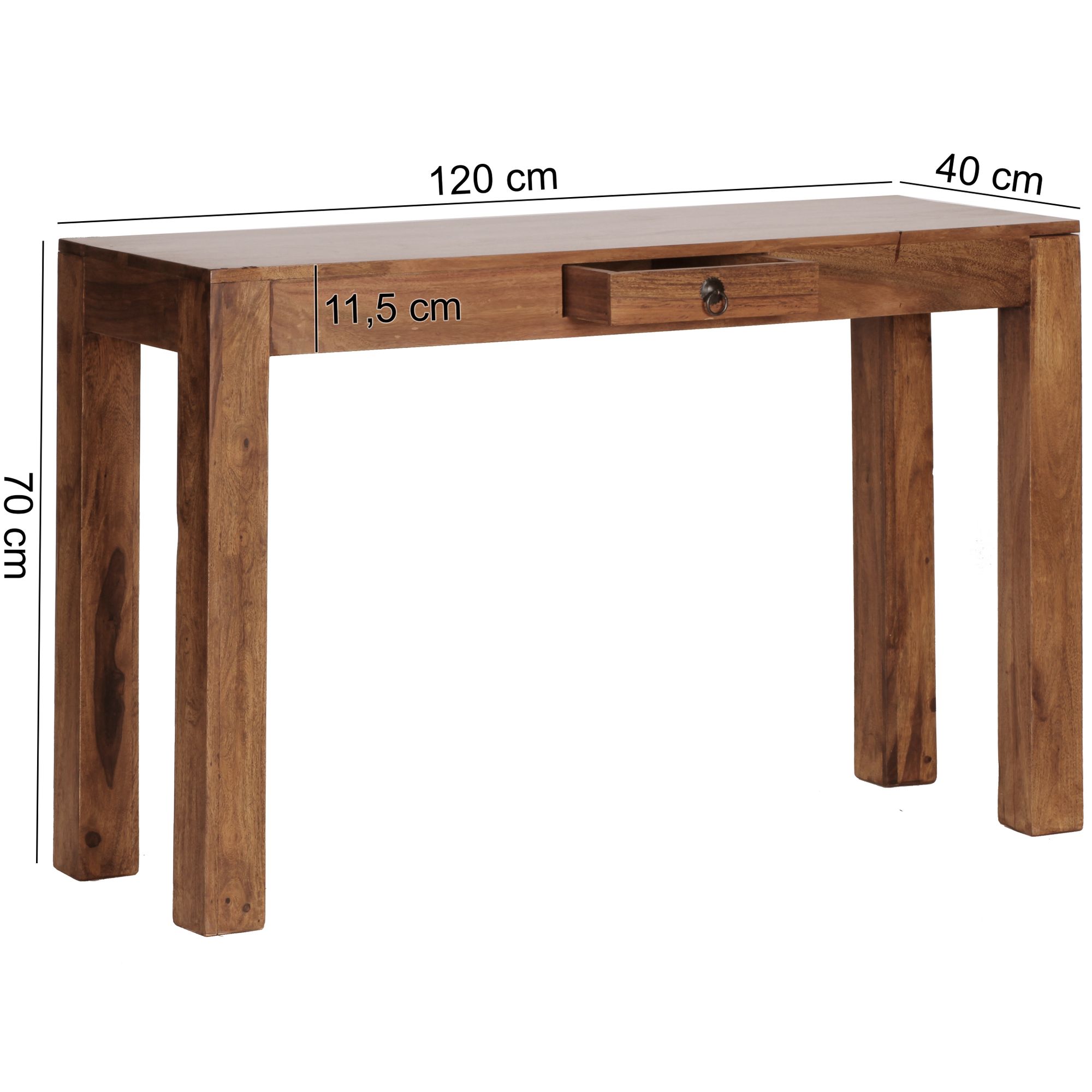 Mesa de console wohnling mumbai sólida 110 cm com gaveta penteadeira