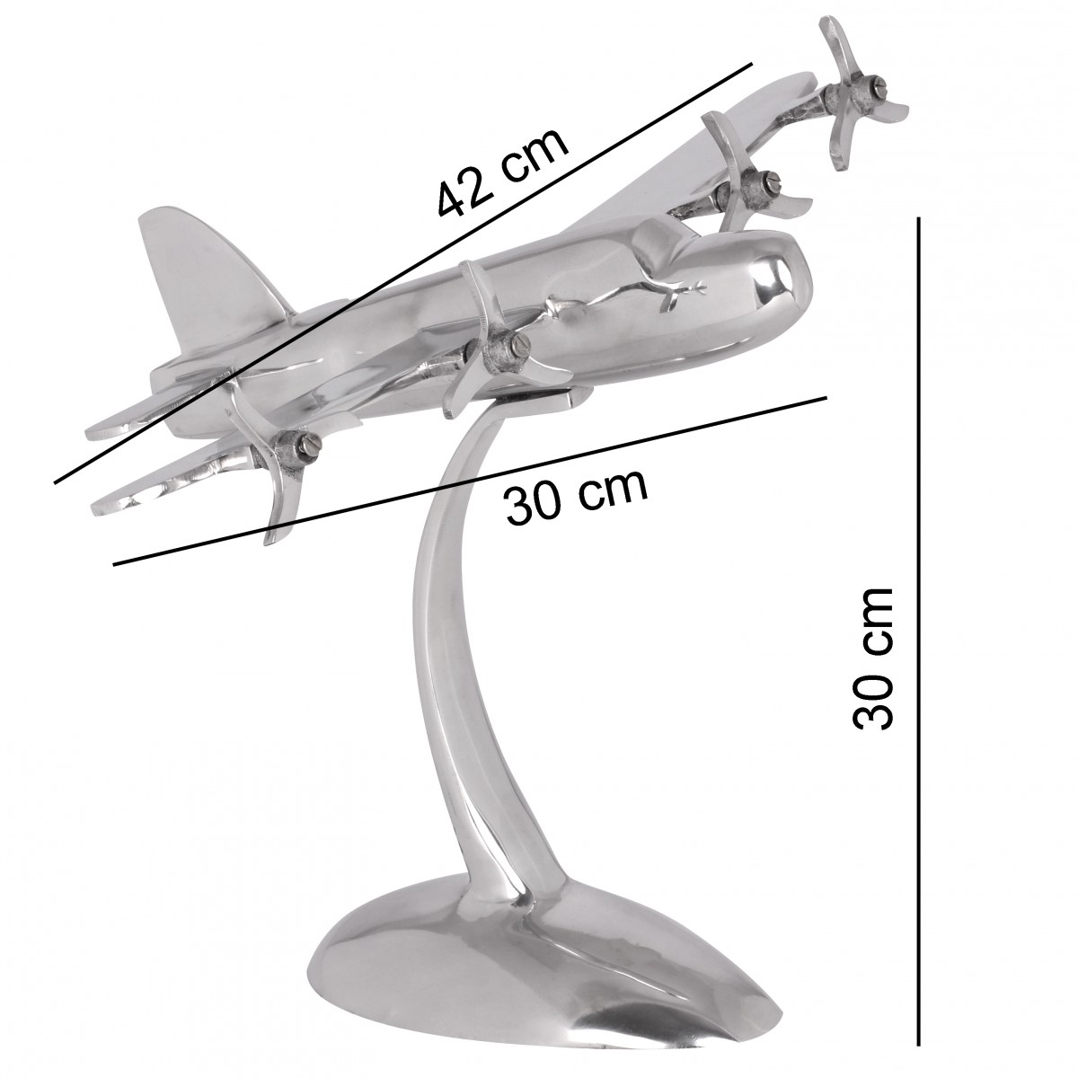 Hélice de avião decorativa com design wohnling feita de avião de alumínio cor prata