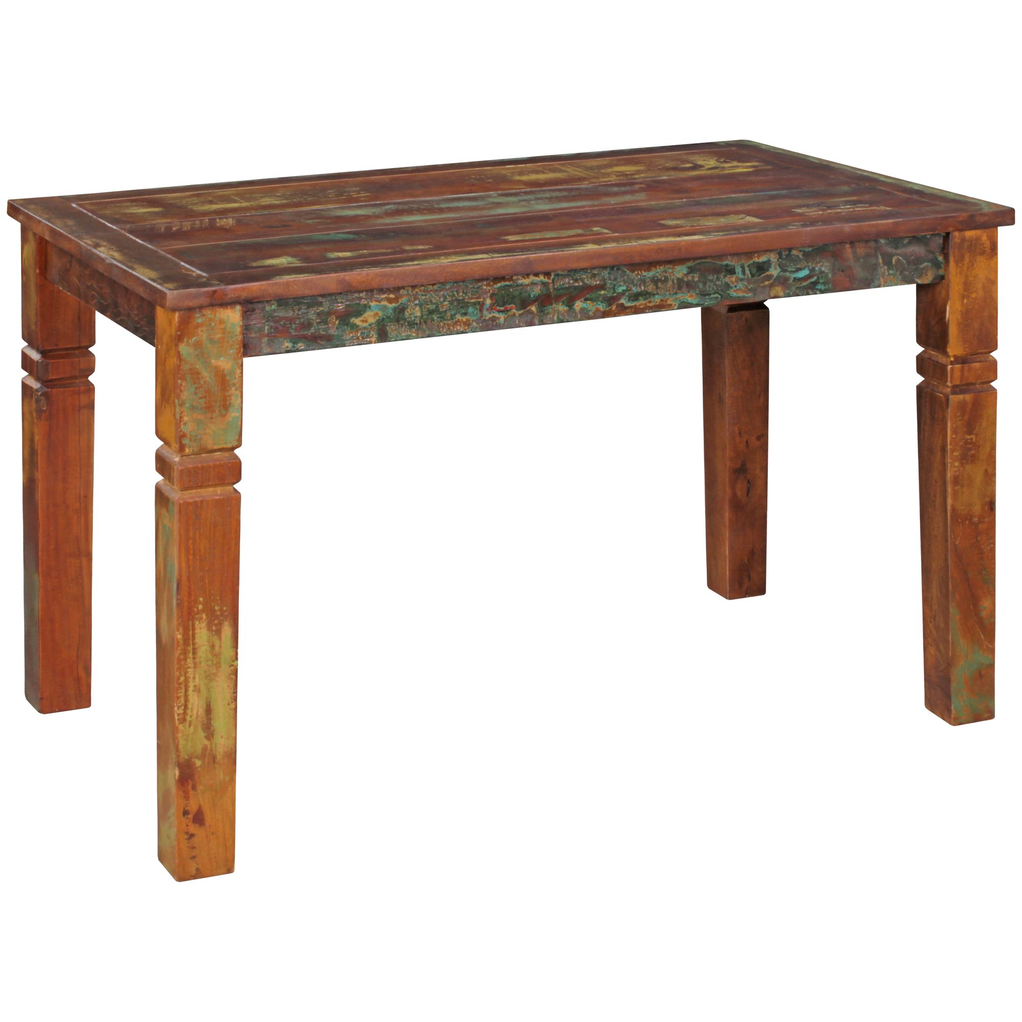 Mesa de jantar calcutá 120 x 70 x 76 cm, mesa de jantar em madeira maciça para 4-6 pessoas, mesa de cozinha madeira de barco chique, mesa de jantar retangular