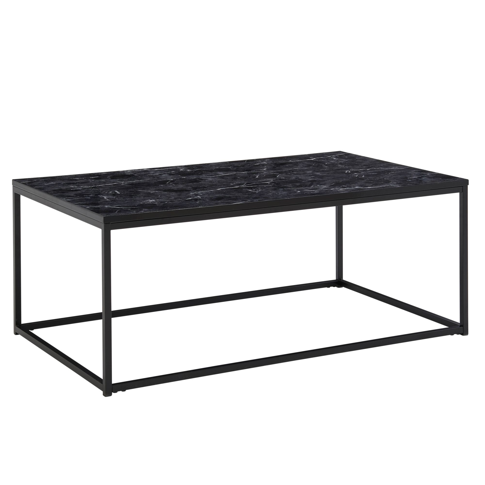 Mesa de centro wohnling mármore preto 100x60 cm mesa de sala de metal