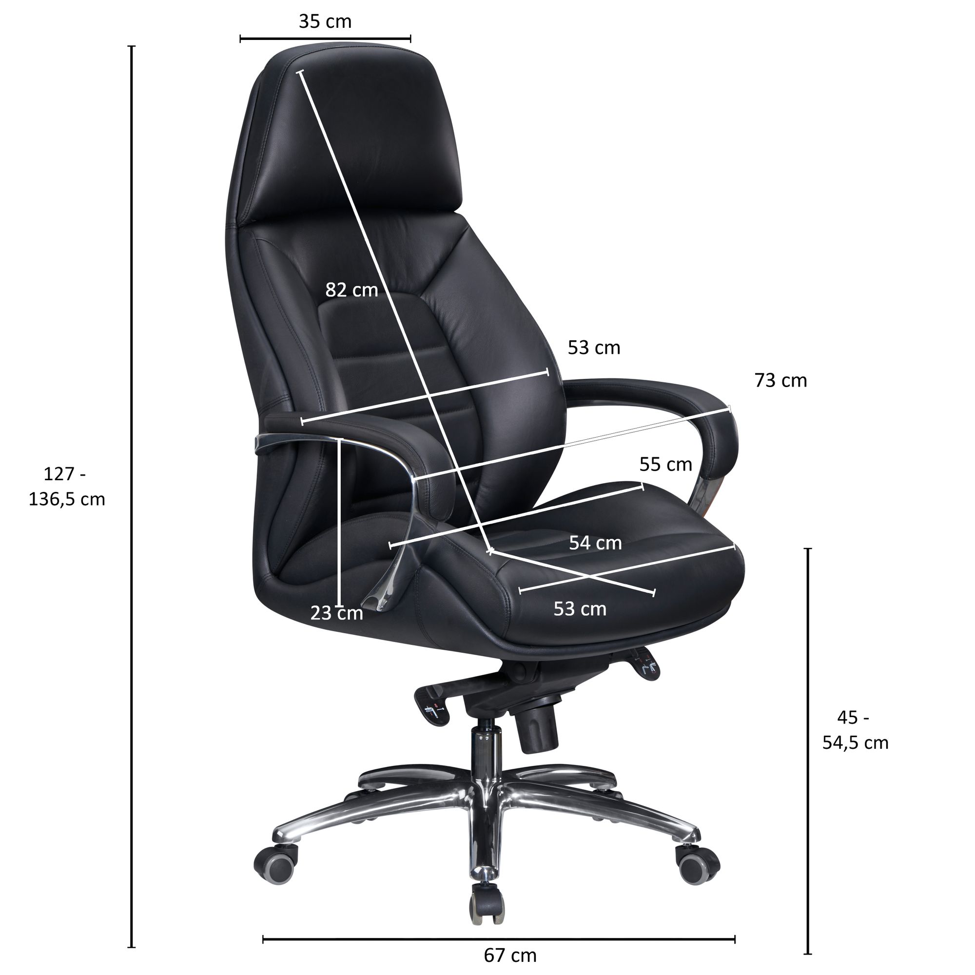 Cadeira de escritório amstyle cadeira executiva couro real preto ergonômico cadeira giratória xxl 120 kg