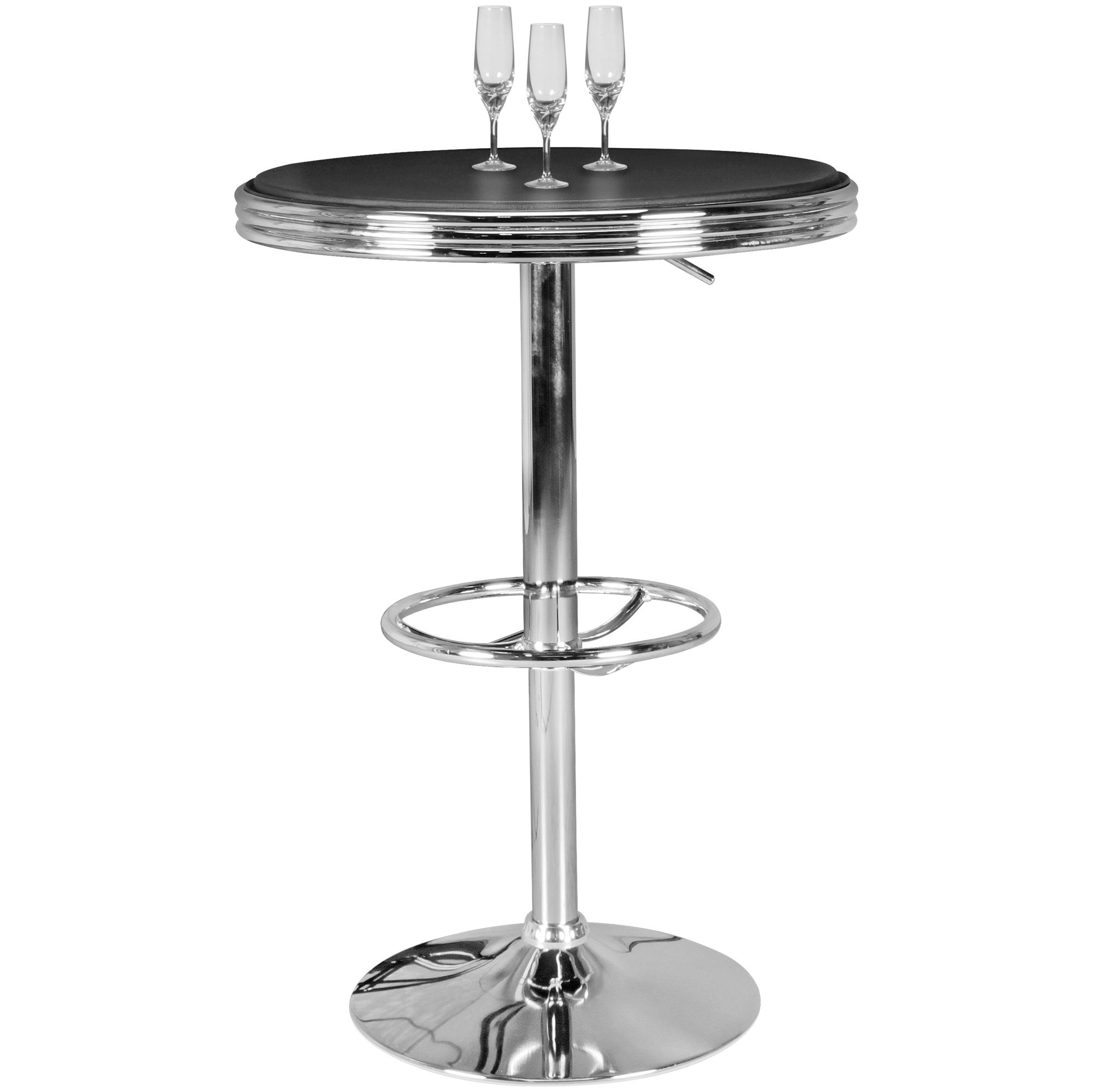 Mesa de bar ø 60 cm jantar americano preto / alumínio design mesa de bistrô redonda