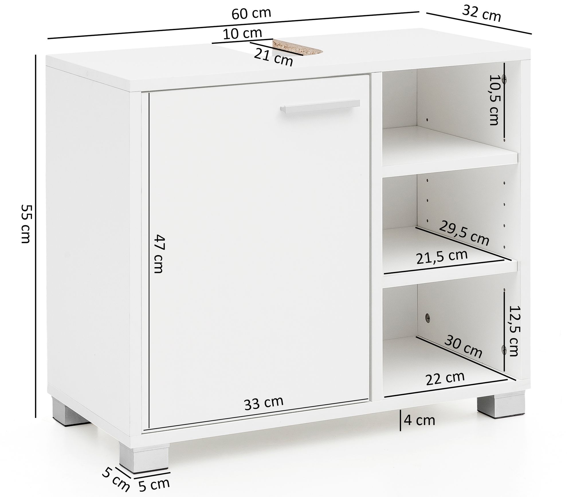 Armário baixo de lavatório wohnling armário de banheiro branco armário baixo de lavatório